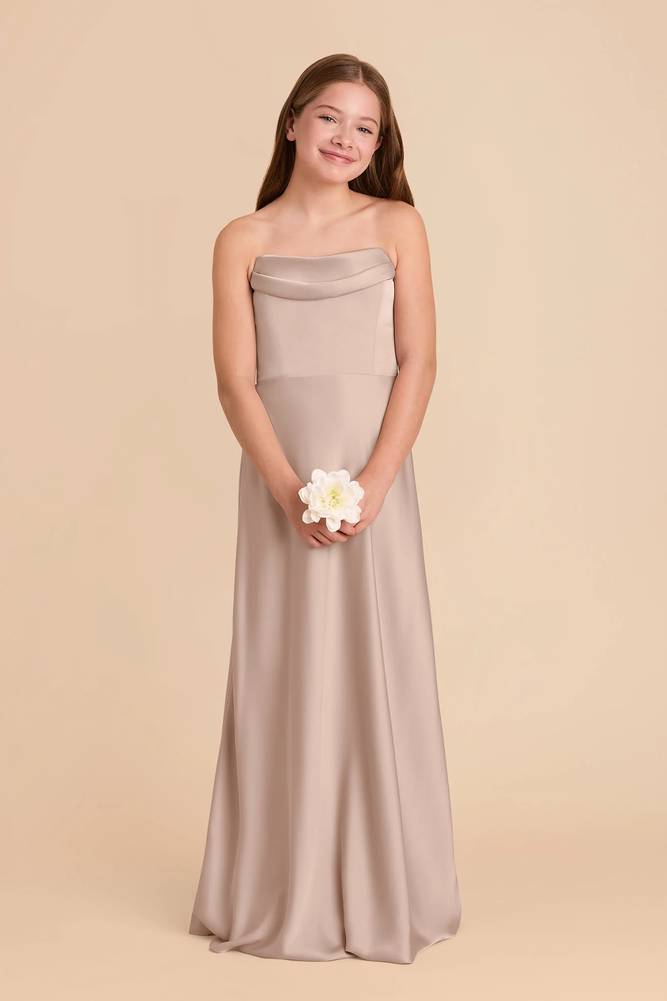 Mimi Junior Matte Satin Dress - Taupe - Image 4