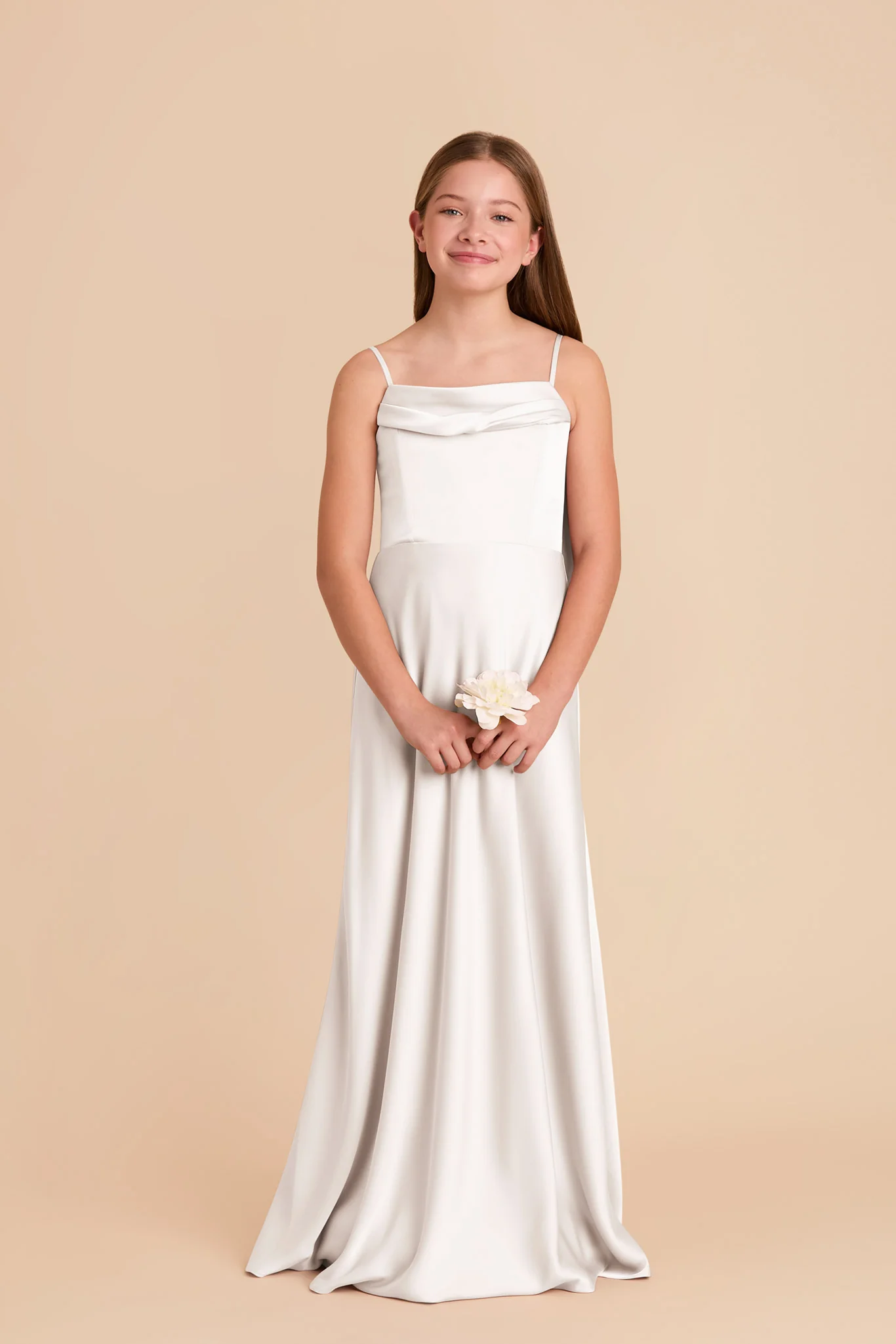 Mimi Junior Matte Satin Dress - White - Image 2