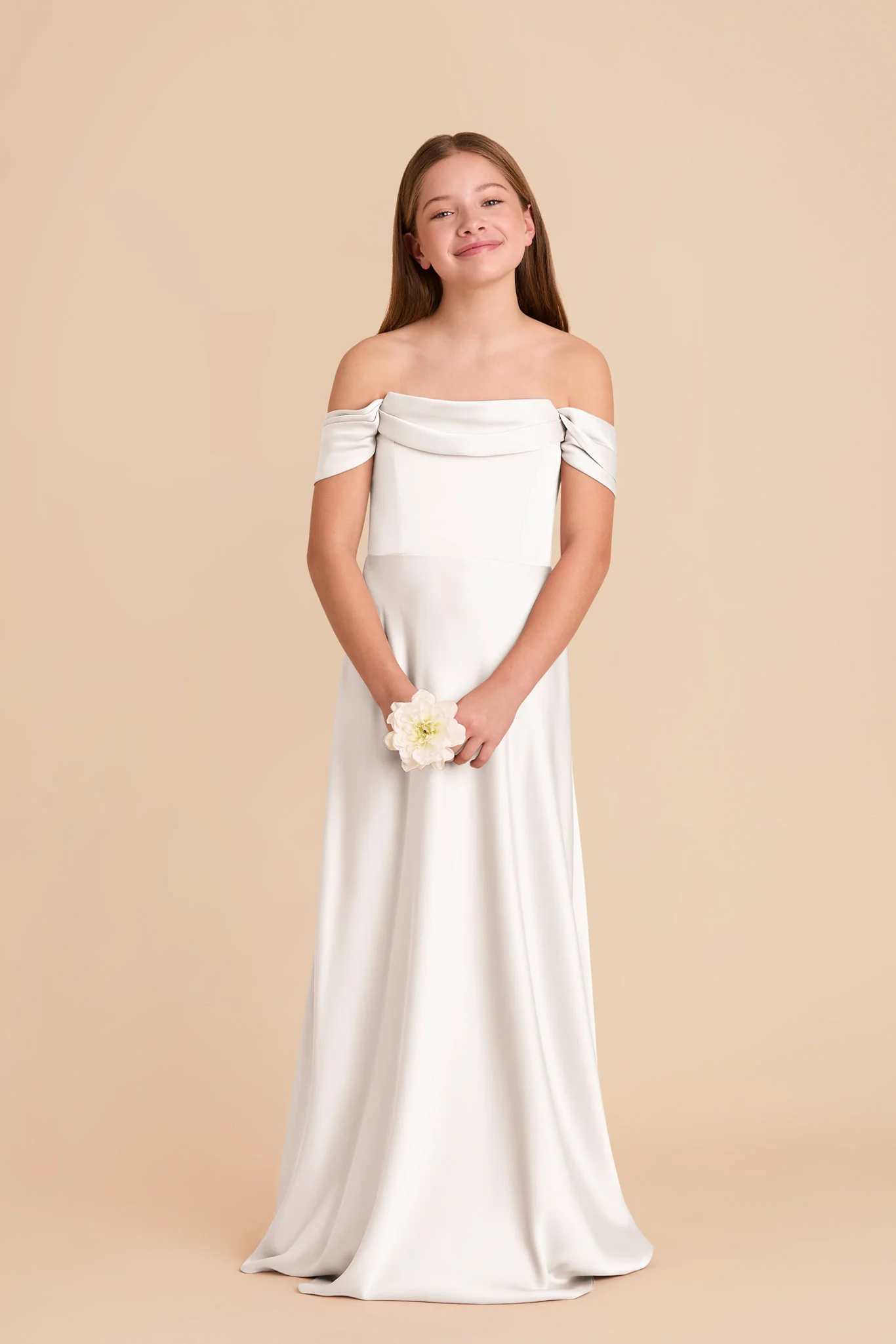 Mimi Junior Matte Satin Dress - White - Image 3