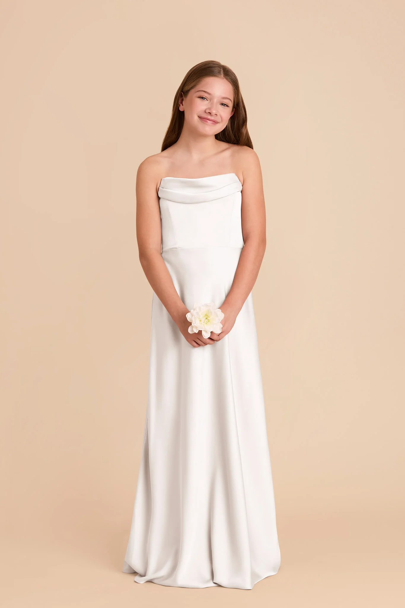 Mimi Junior Matte Satin Dress - White - Image 4