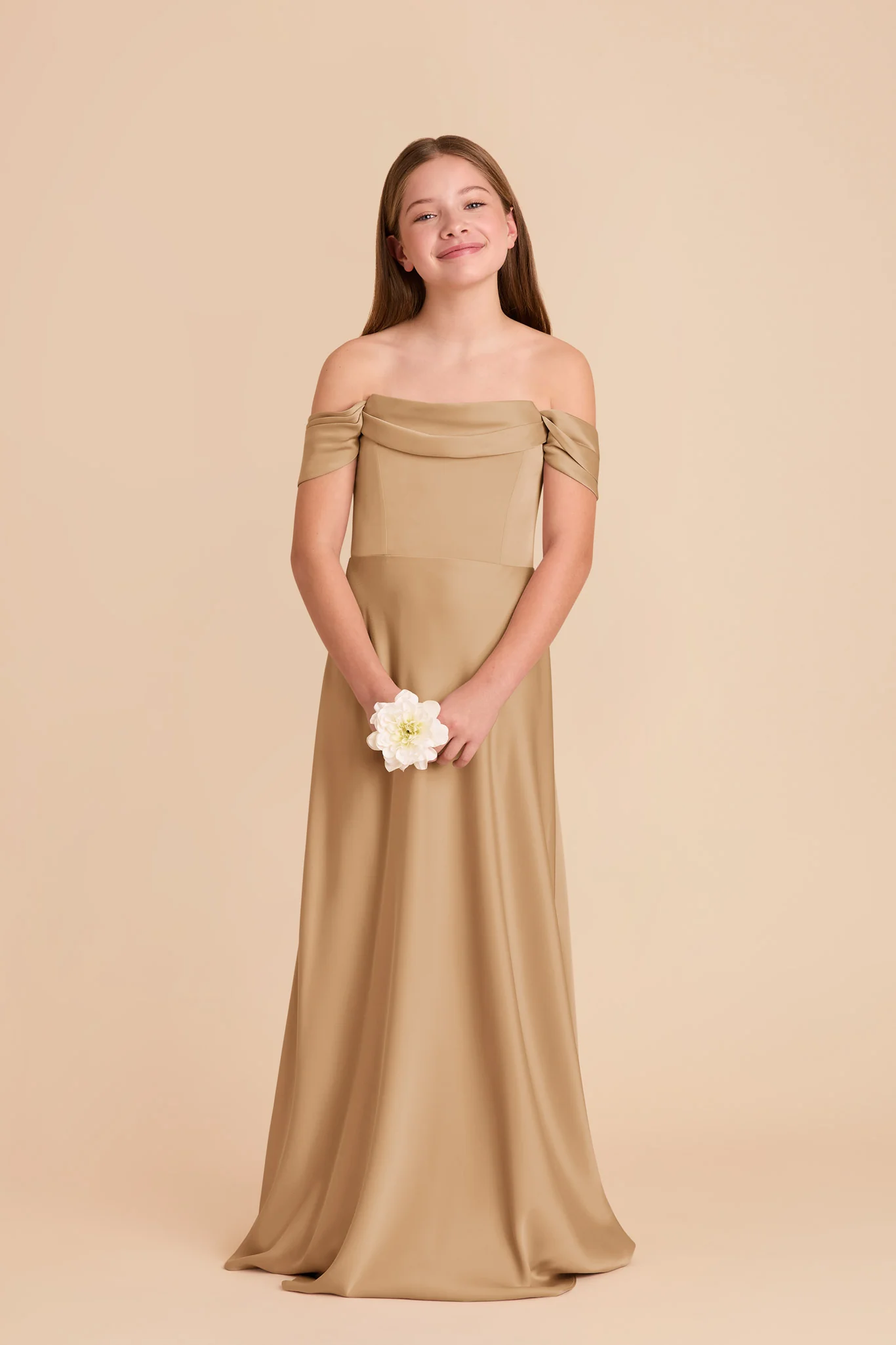 Mimi Junior Matte Satin Dress - Yellow Gold - Image 2
