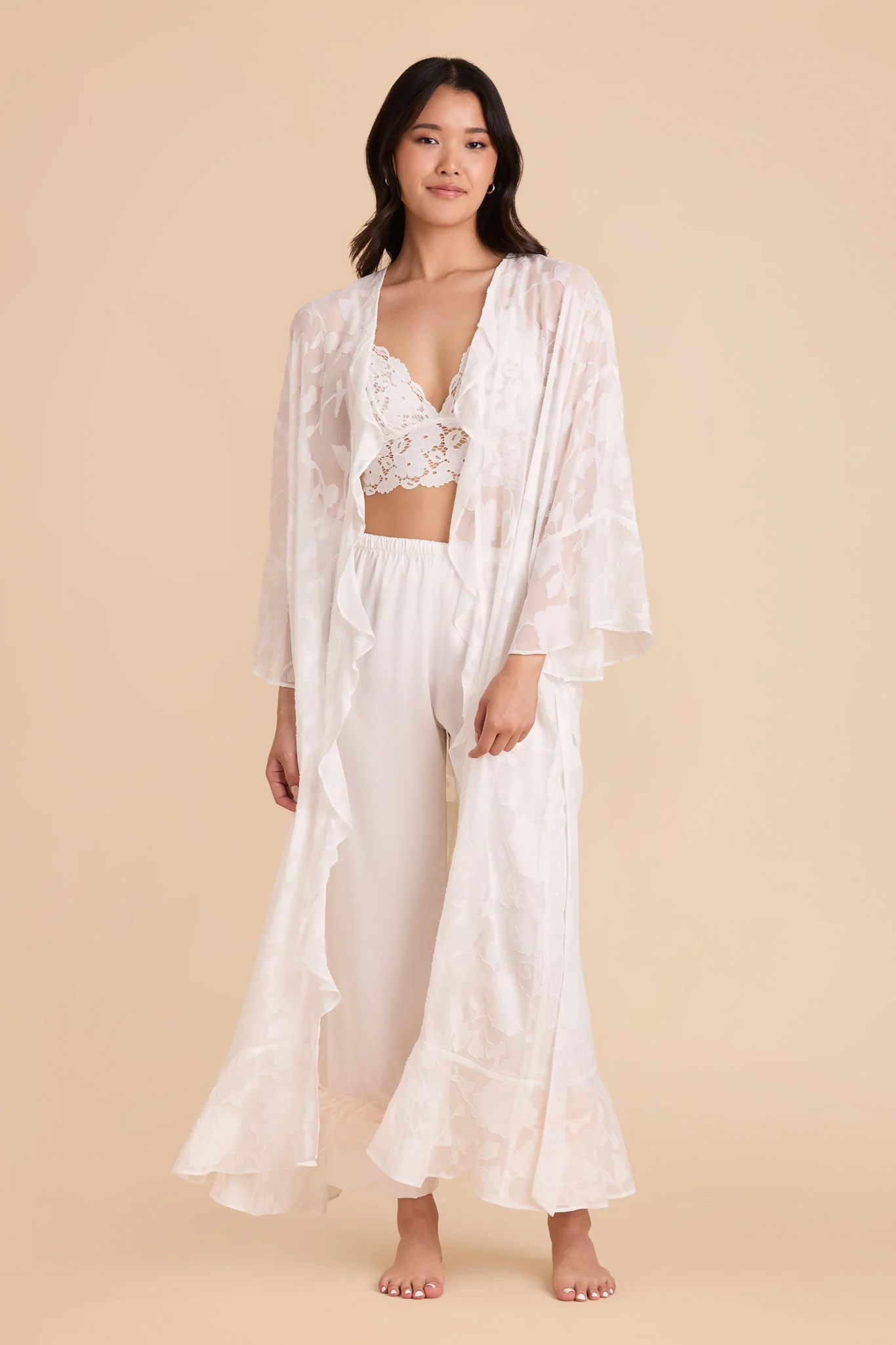 Minnie Jacquard Bridal Robe - White - Image 5