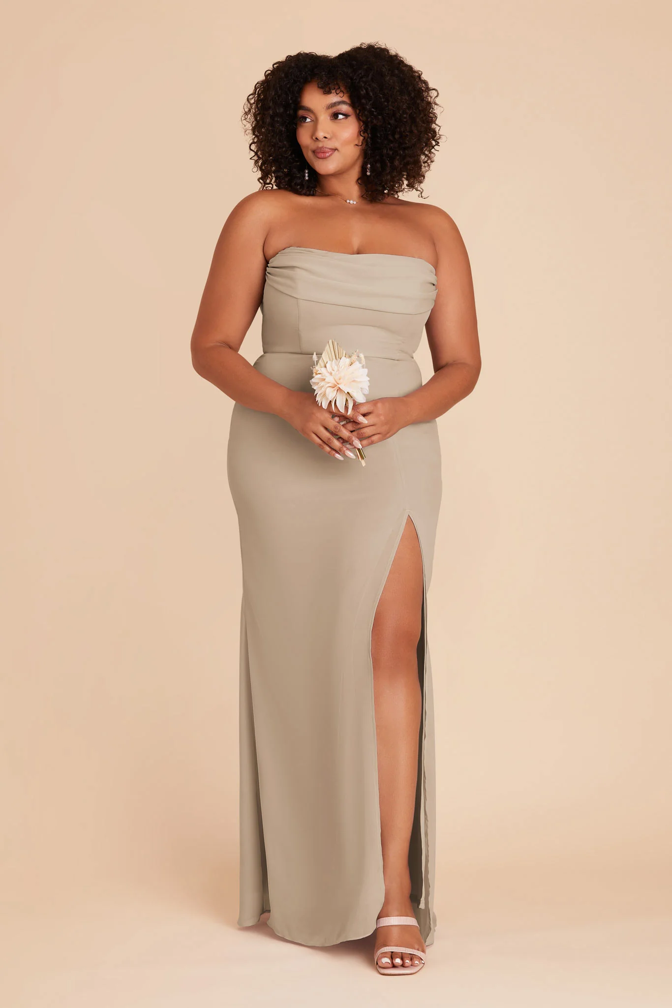 Mira Chiffon Dress - Almond - Image 13