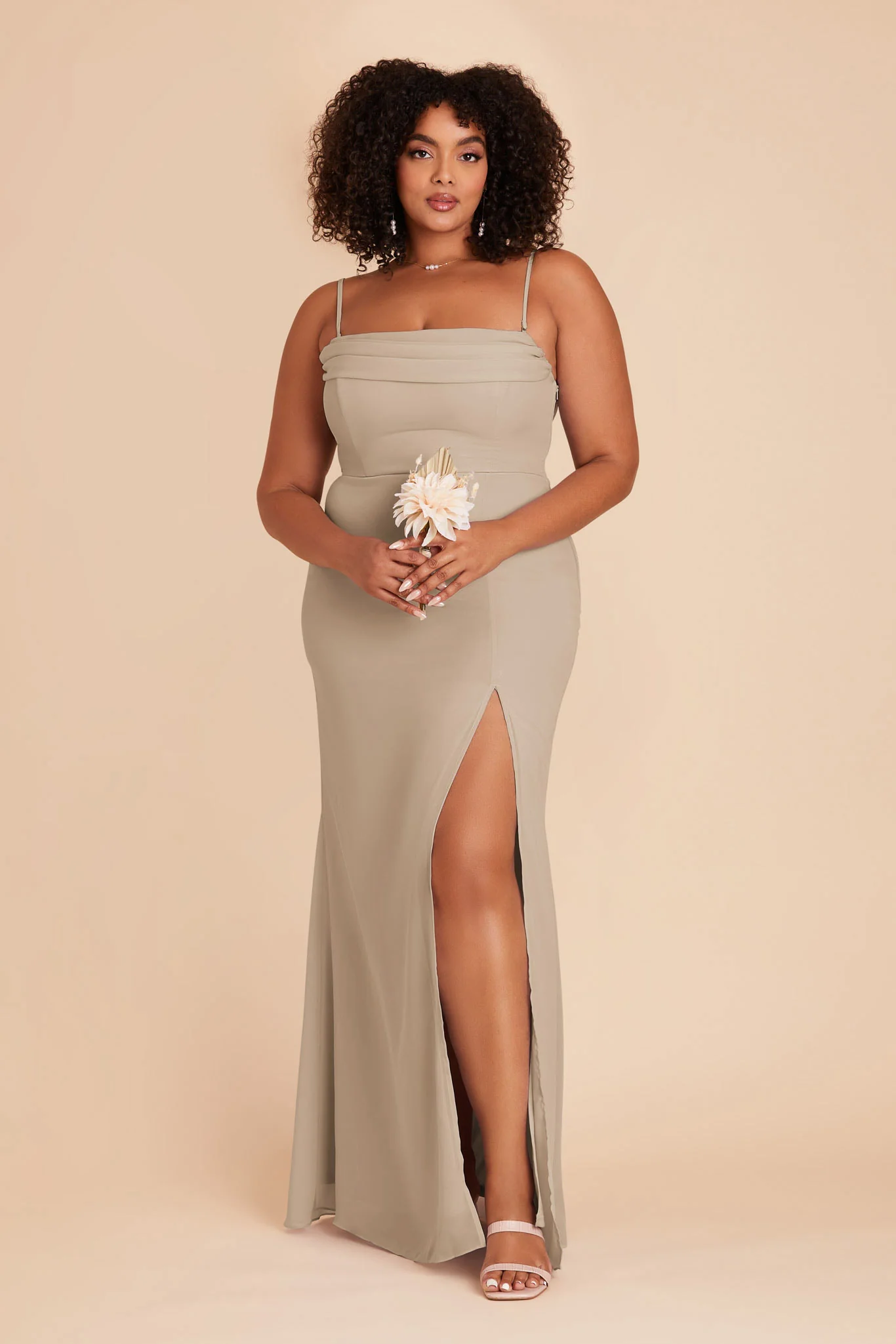 Mira Chiffon Dress - Almond - Image 14