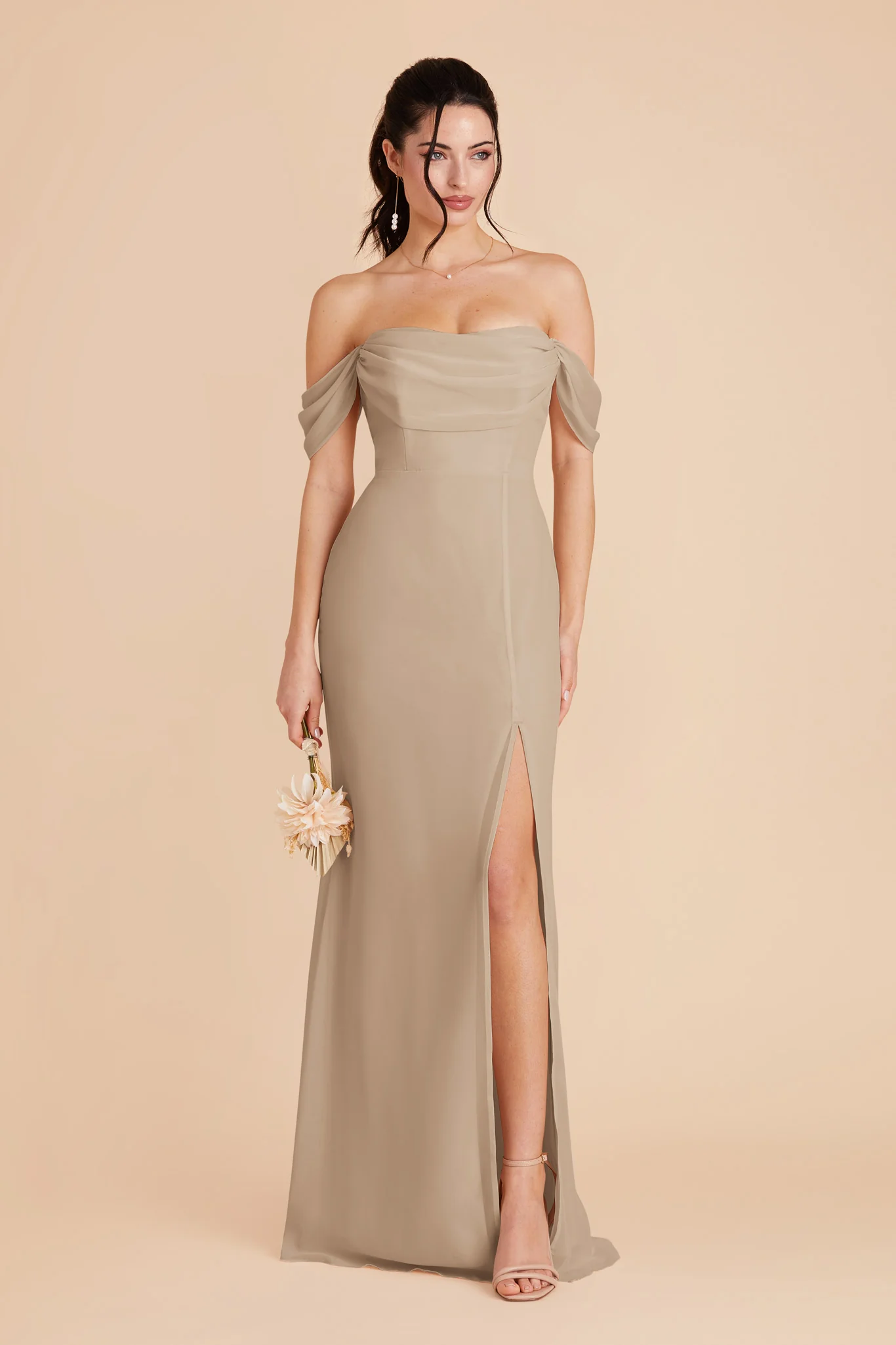 Mira Chiffon Dress - Almond - Image 3