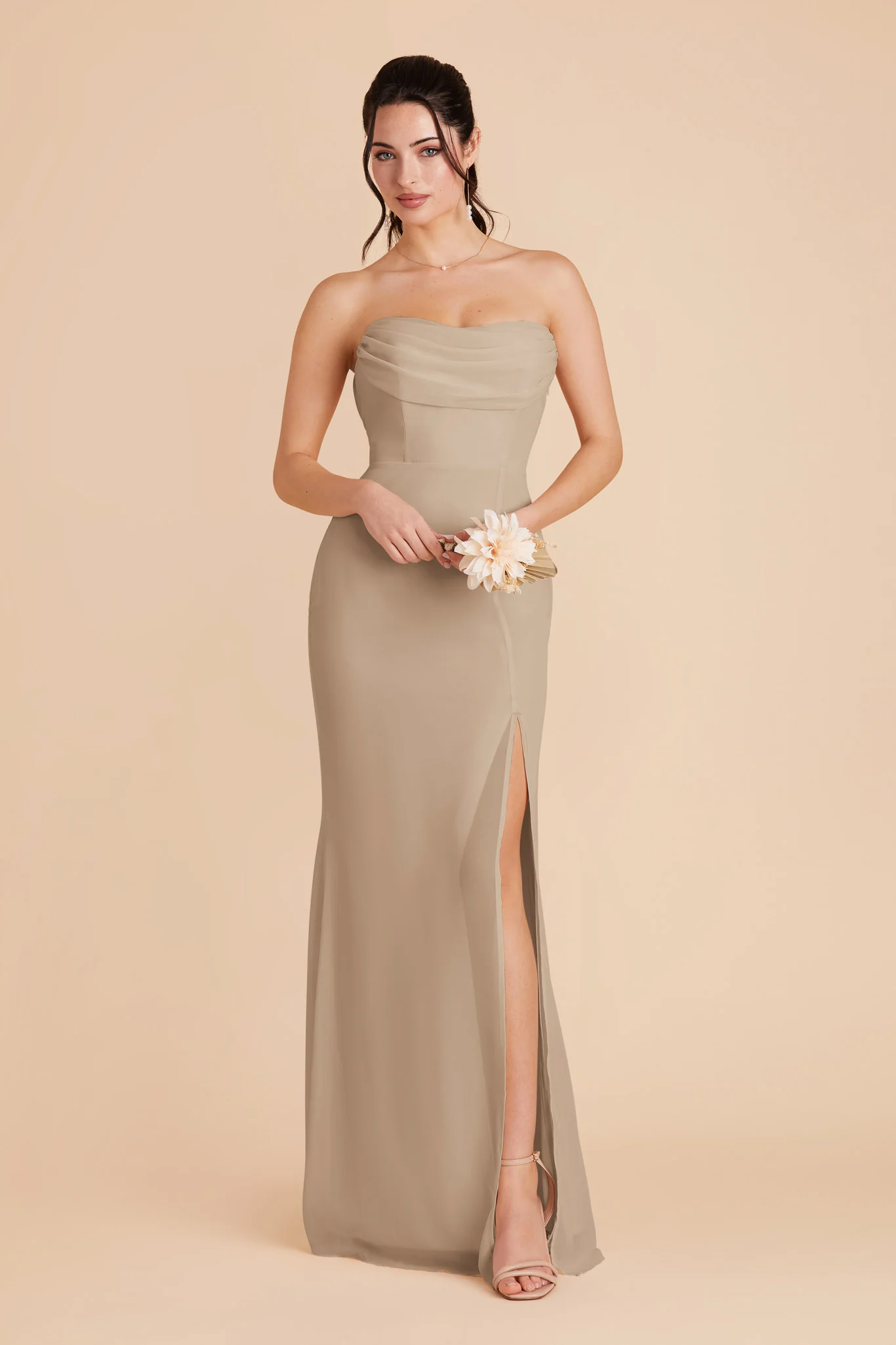 Mira Chiffon Dress - Almond - Image 4
