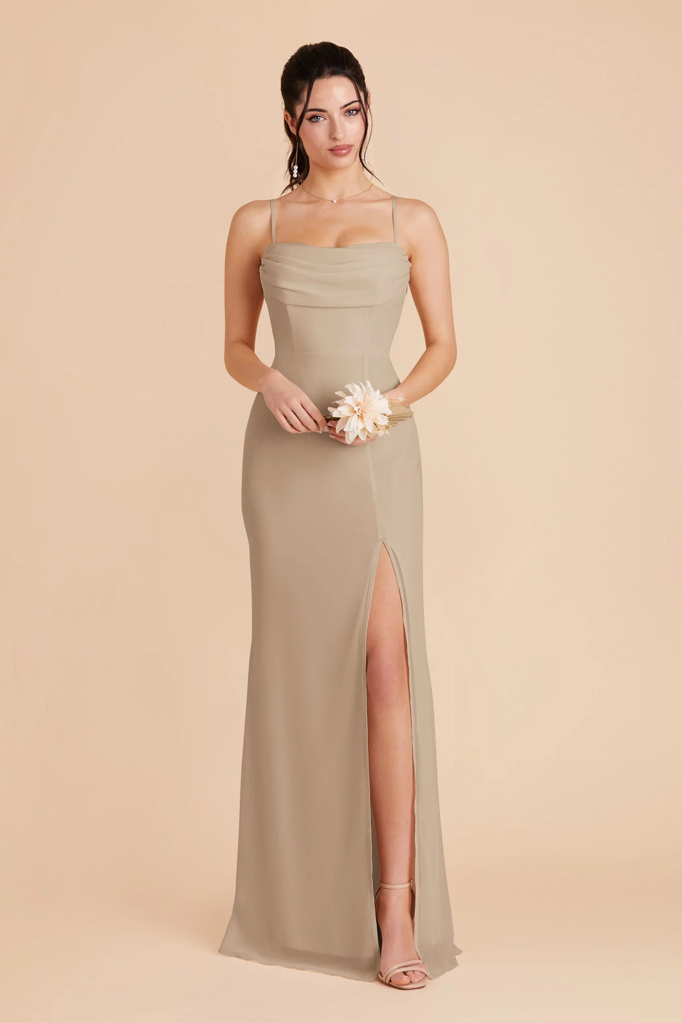 Mira Chiffon Dress - Almond - Image 6