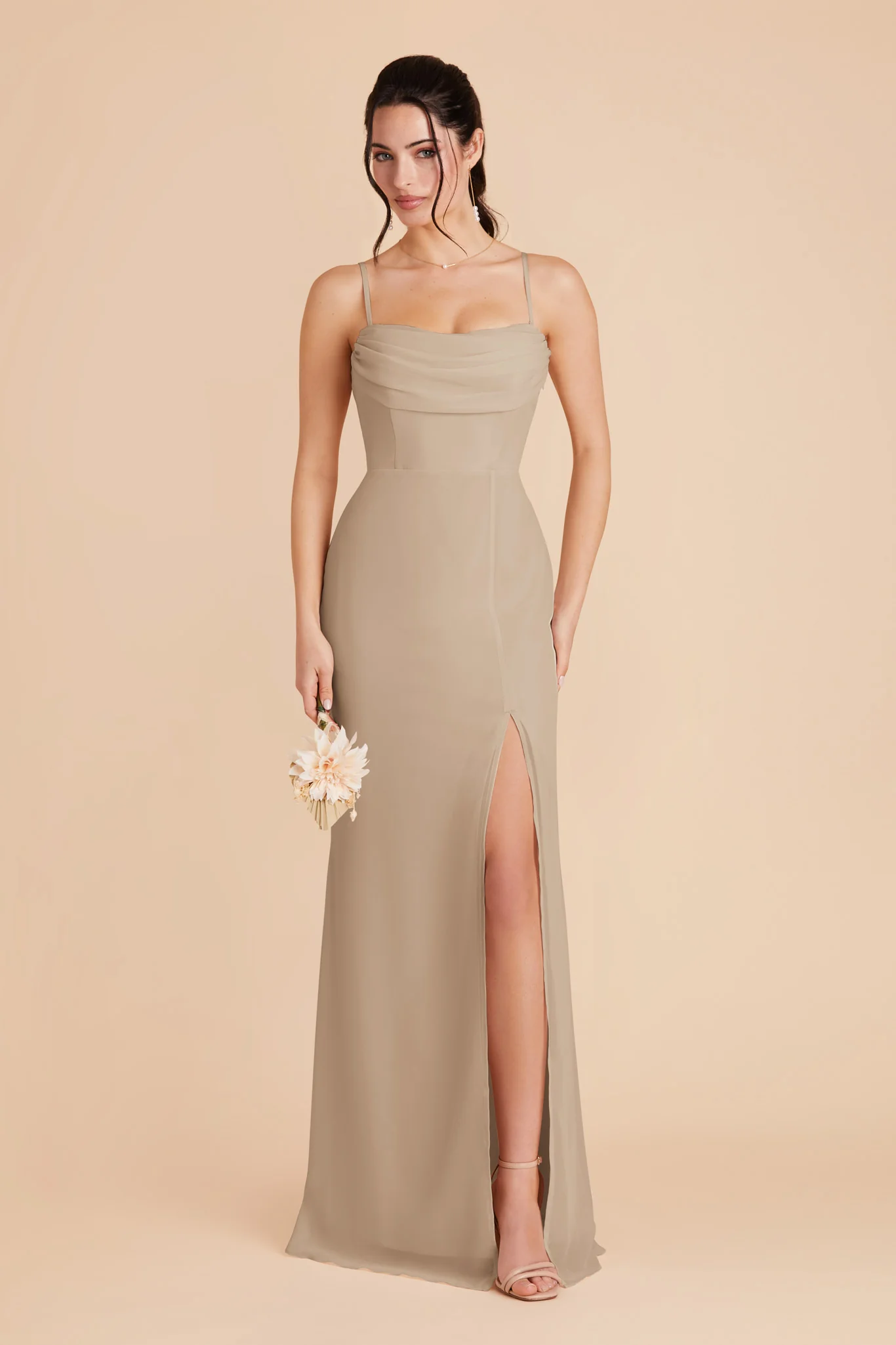 Mira Chiffon Dress - Almond - Image 7