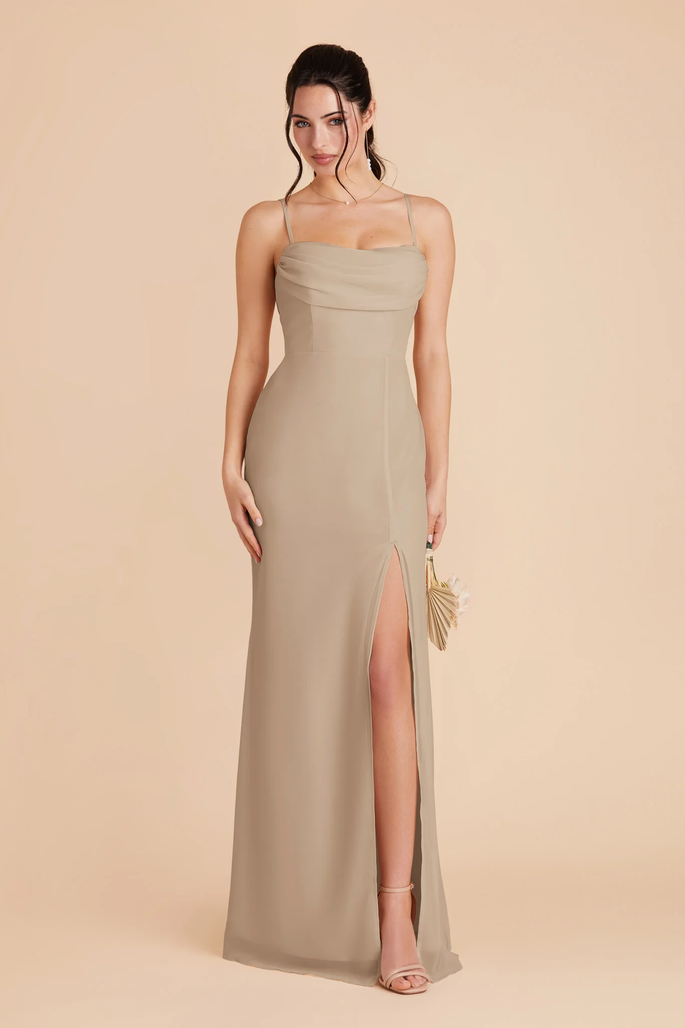 Mira Chiffon Dress - Almond - Image 8