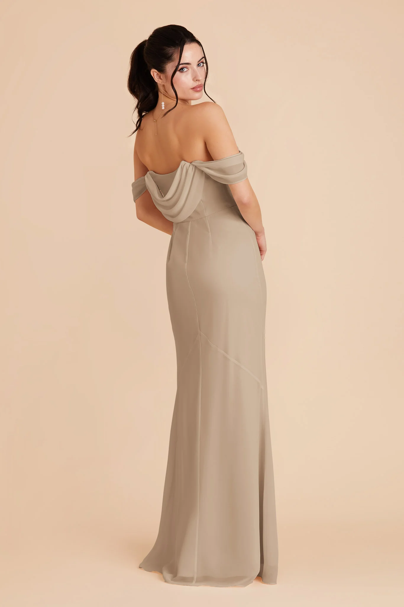 Mira Chiffon Dress - Almond - Image 9