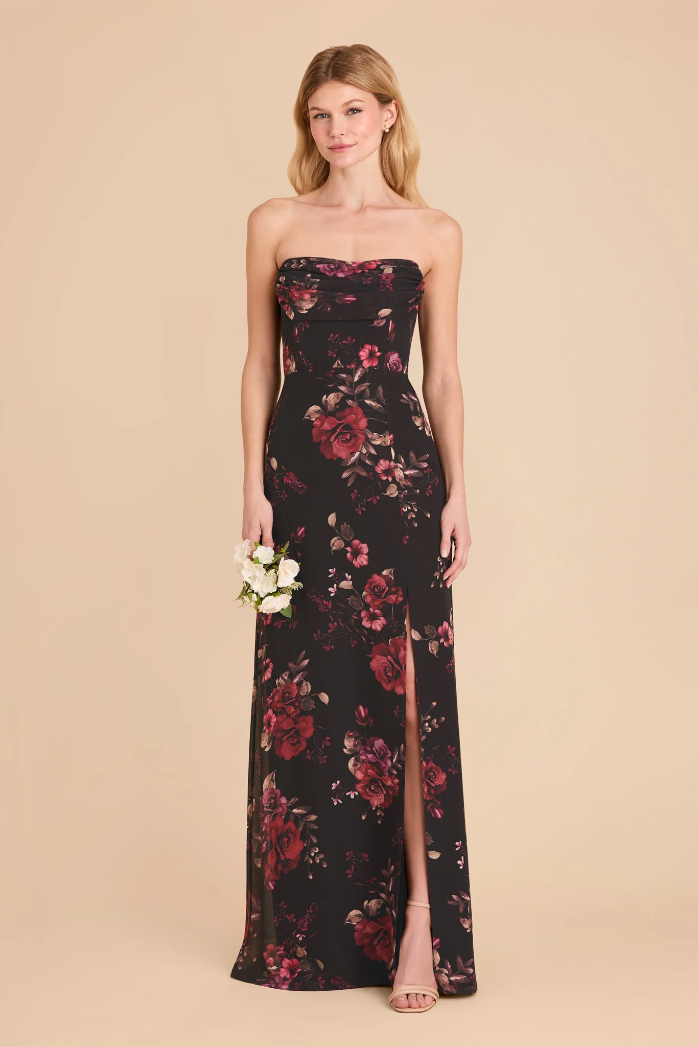 Mira Chiffon Dress - Black Fleurs D'Amour - Image 2