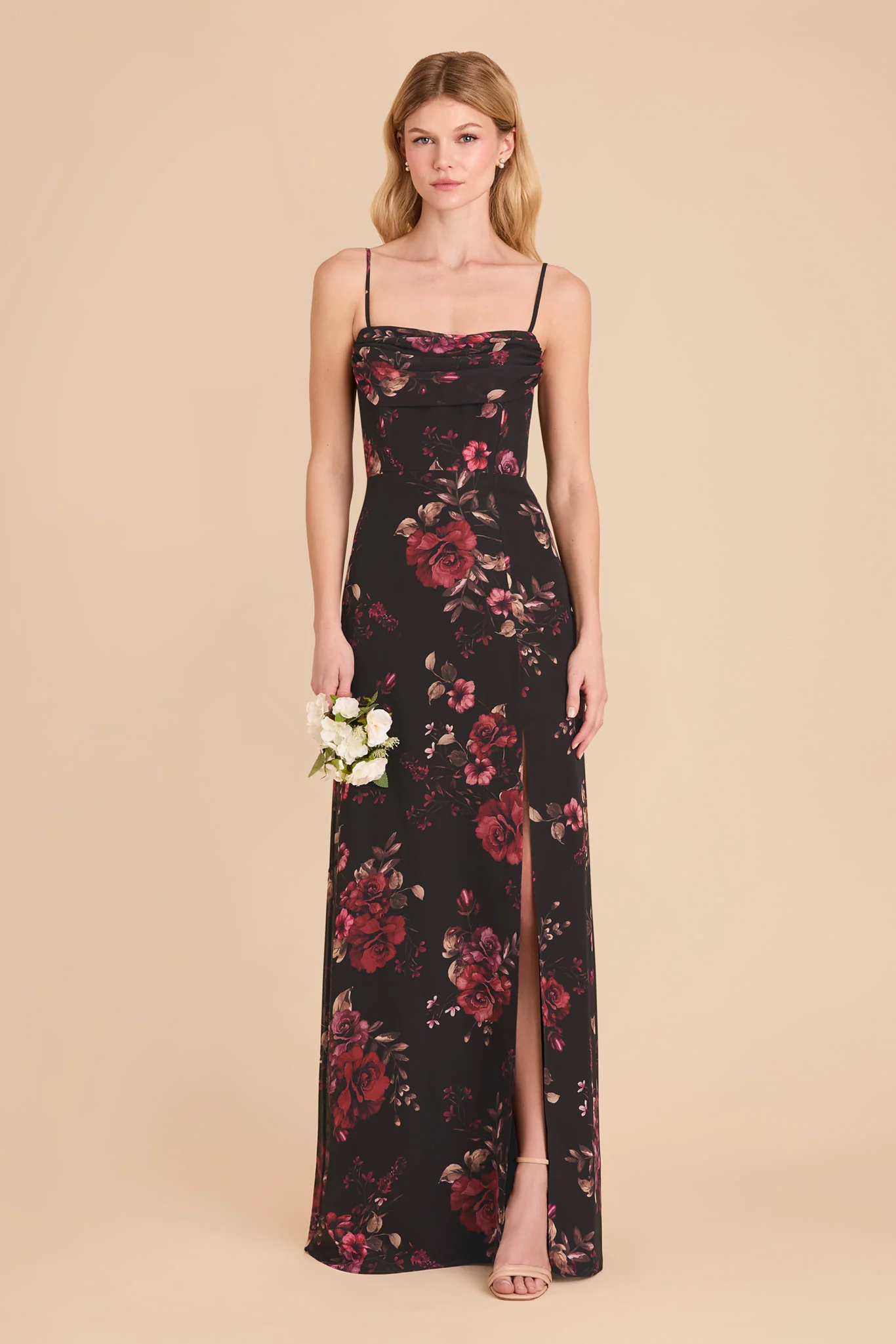 Mira Chiffon Dress - Black Fleurs D'Amour - Image 3