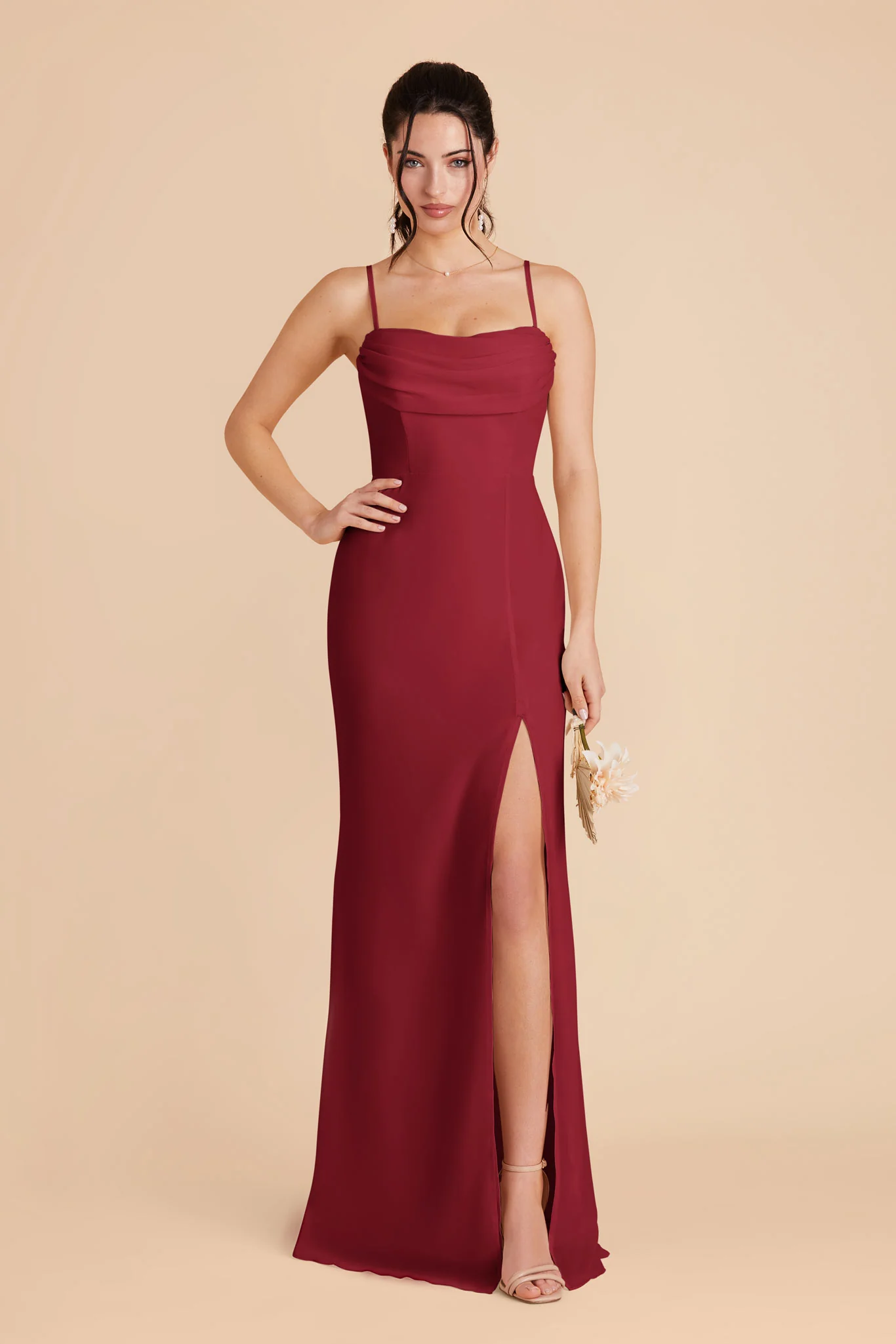 Mira Chiffon Dress - Burgundy - Image 4