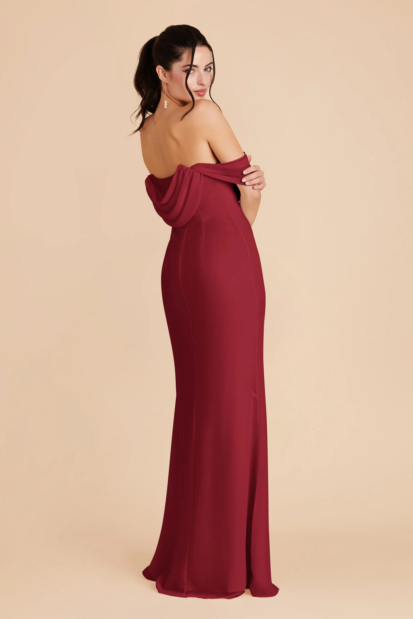 Mira Chiffon Dress - Burgundy - Image 5
