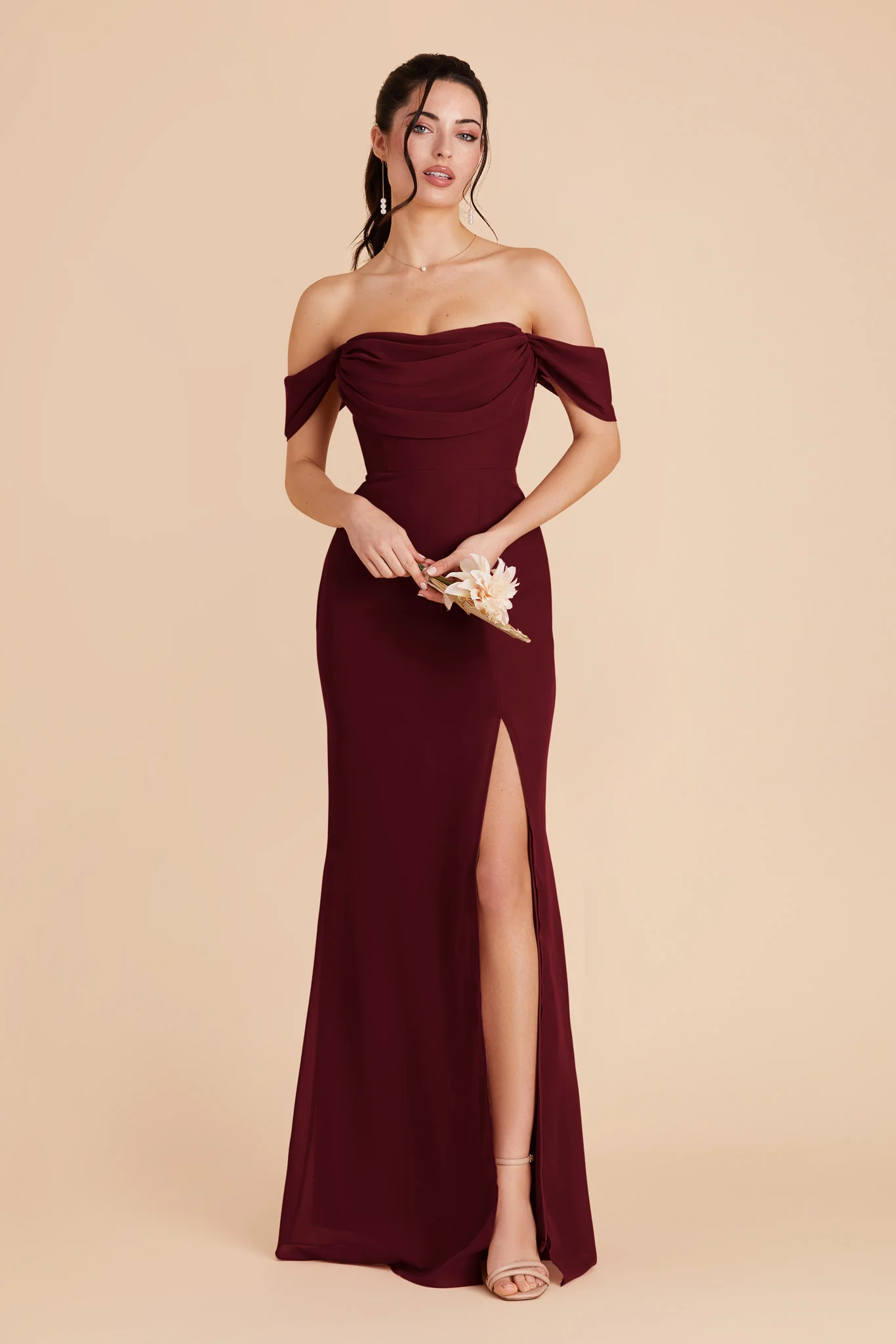 Mira Chiffon Dress - Cabernet - Image 3