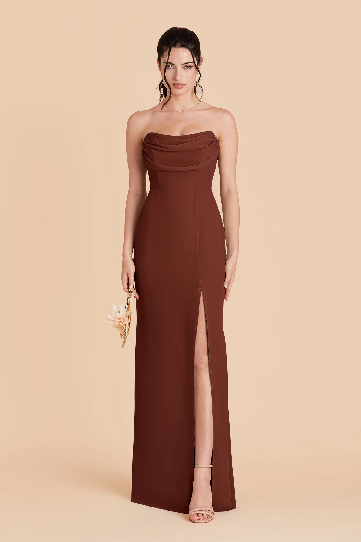 Mira Chiffon Dress - Cognac