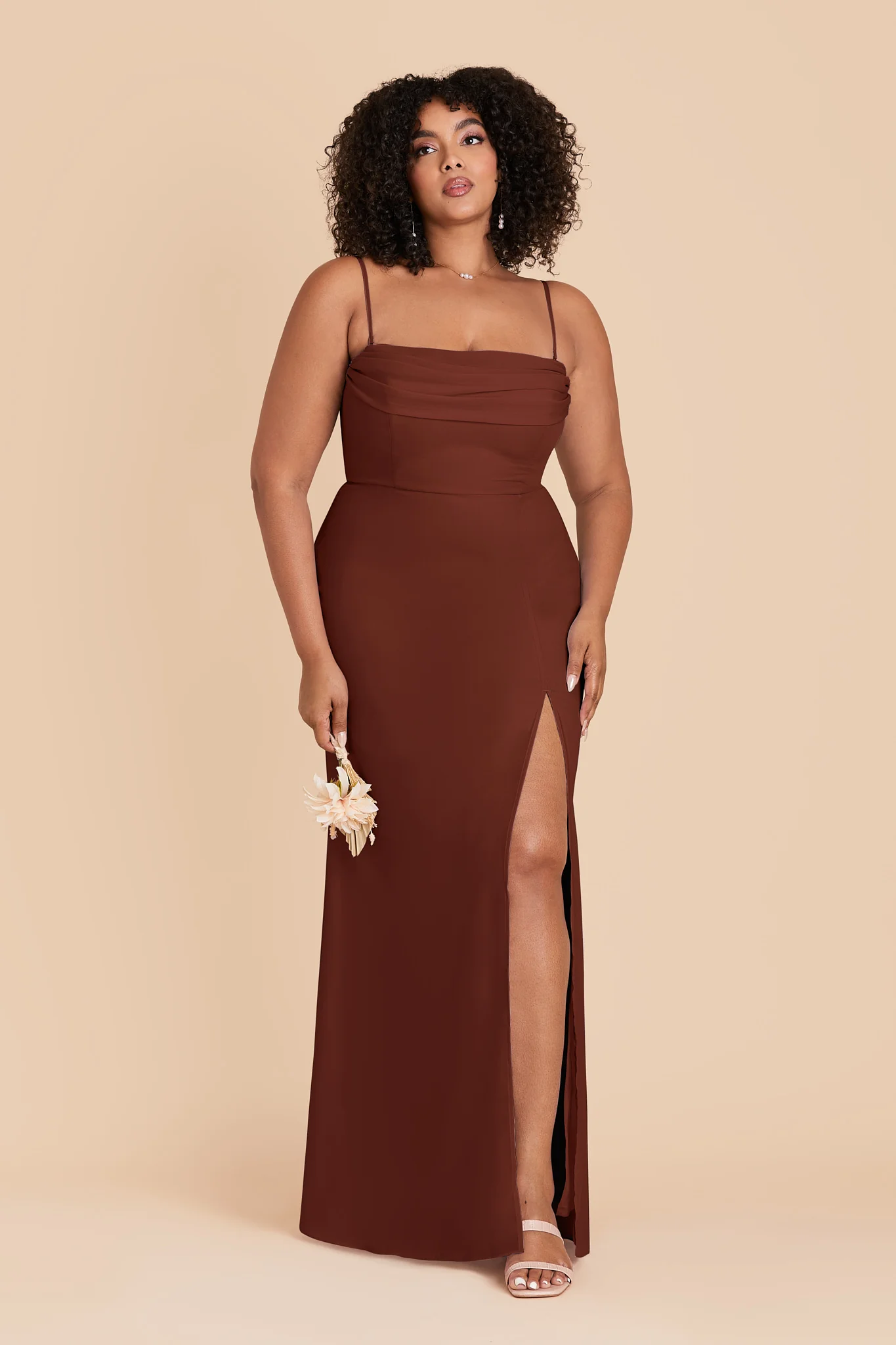 Mira Chiffon Dress - Cognac - Image 2
