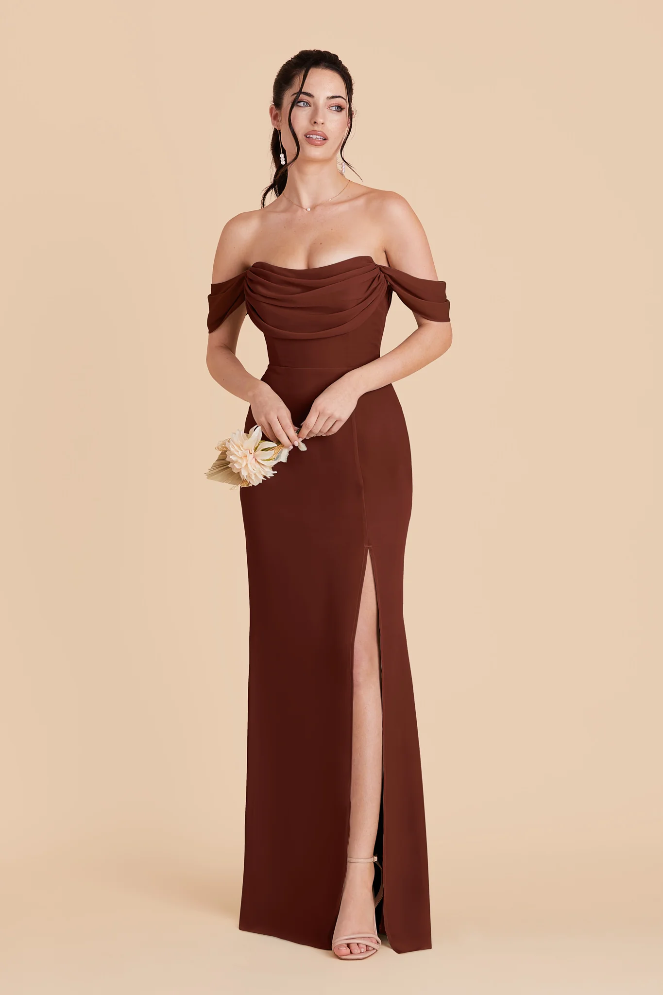 Mira Chiffon Dress - Cognac - Image 4