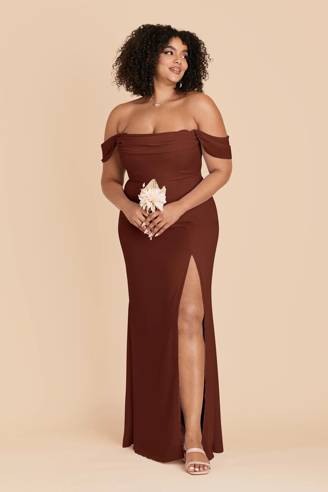 Mira Chiffon Dress - Cognac - Image 5