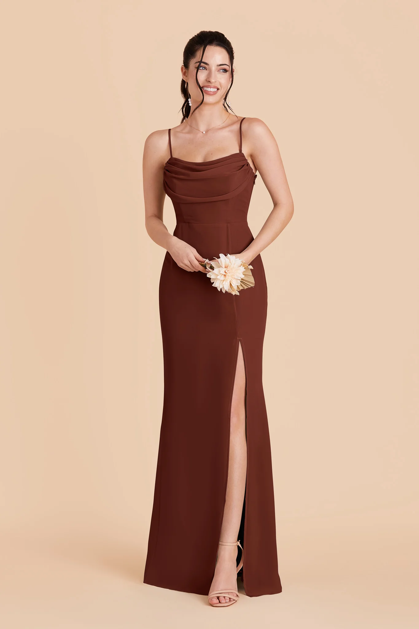 Mira Chiffon Dress - Cognac - Image 6