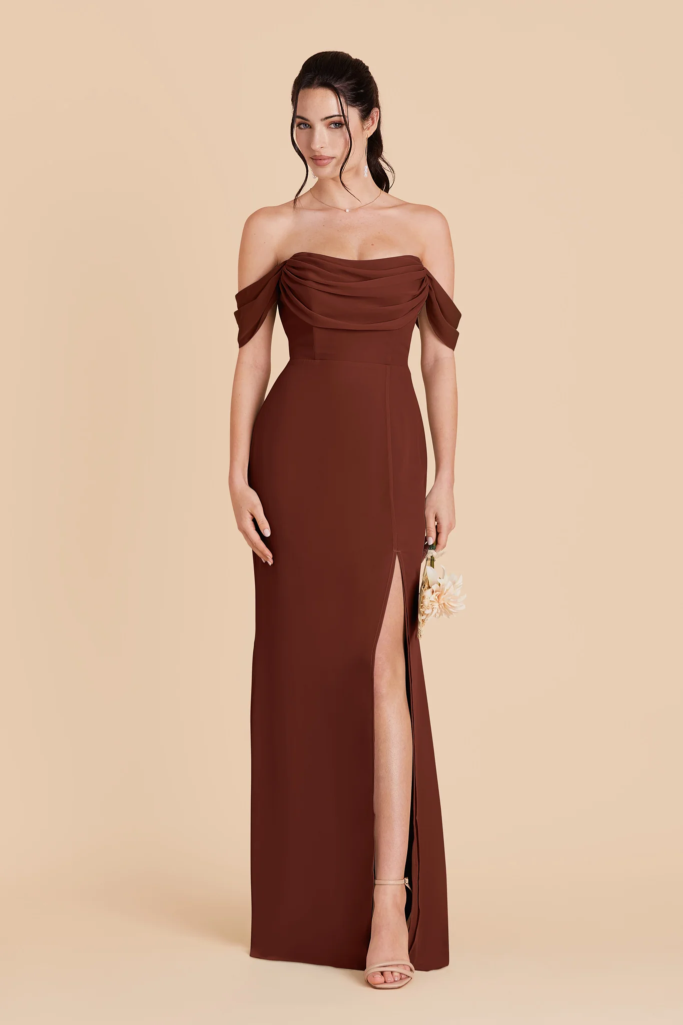 Mira Chiffon Dress - Cognac - Image 7