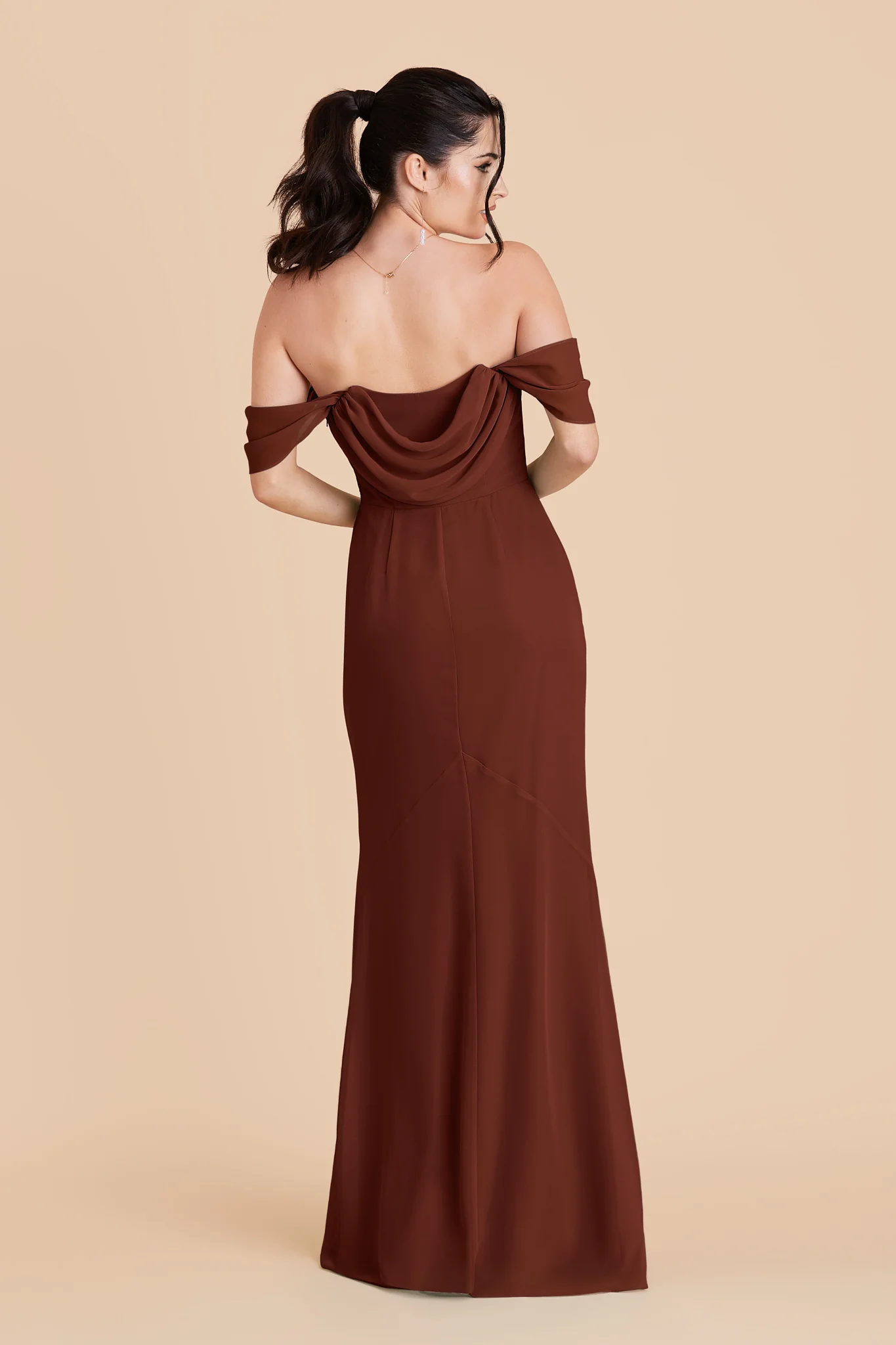 Mira Chiffon Dress - Cognac - Image 8