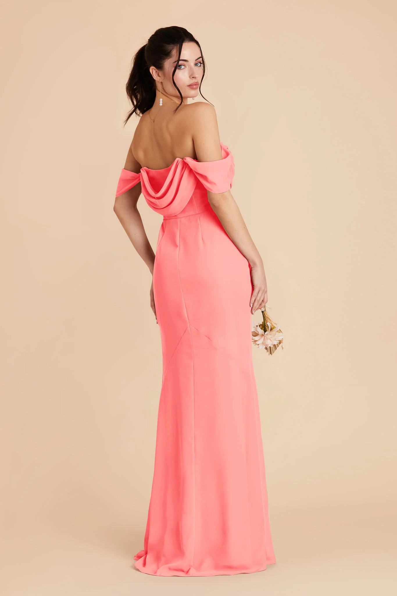 Mira Chiffon Dress - Coral Pink - Image 8