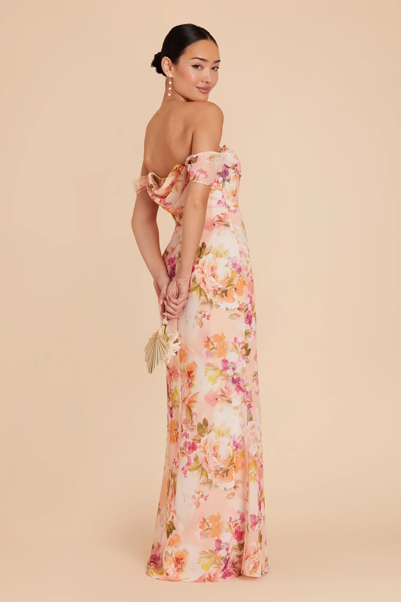Mira Chiffon Dress - Coral Sunset Peonies - Image 5