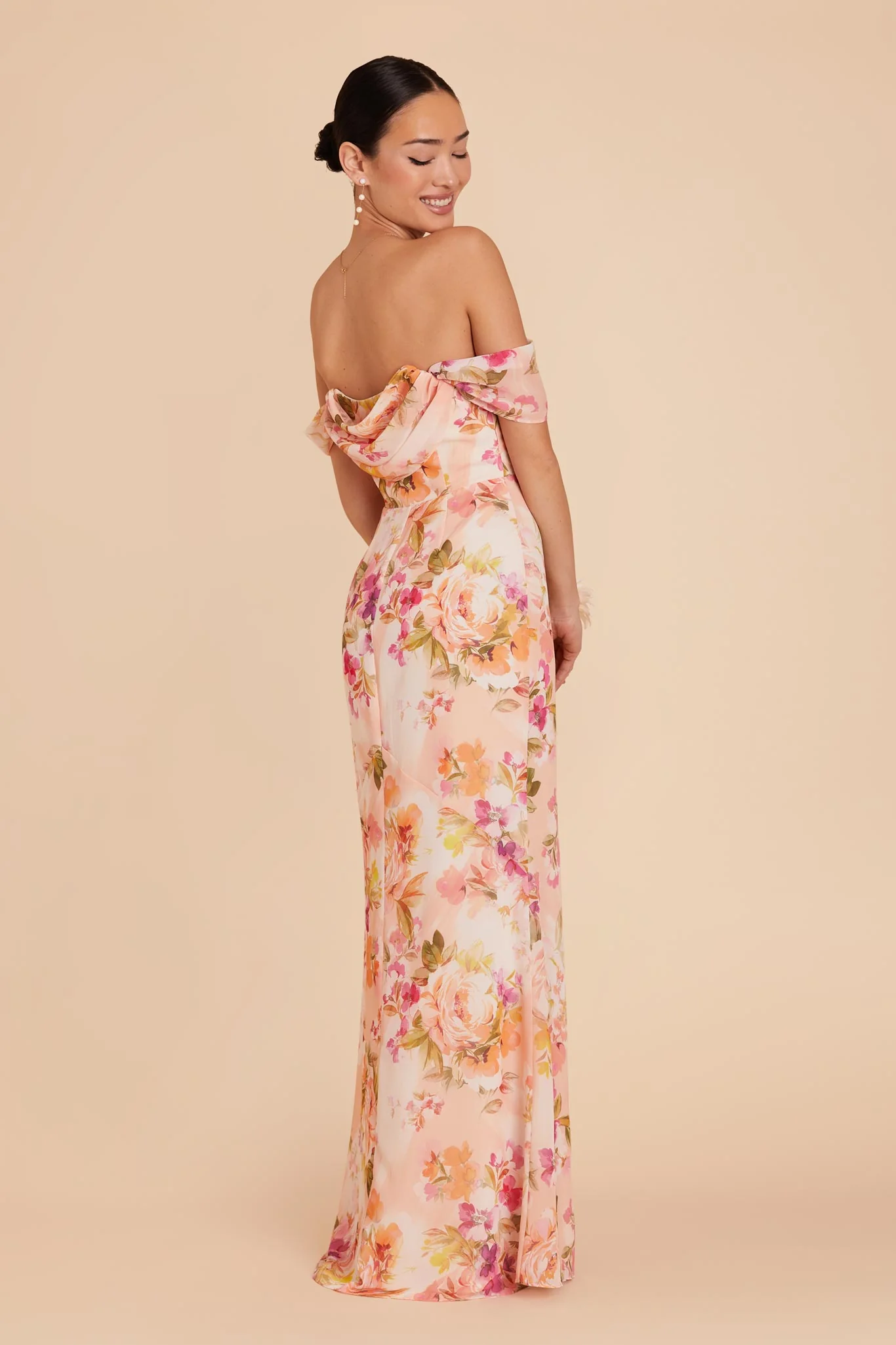 Mira Chiffon Dress - Coral Sunset Peonies - Image 6