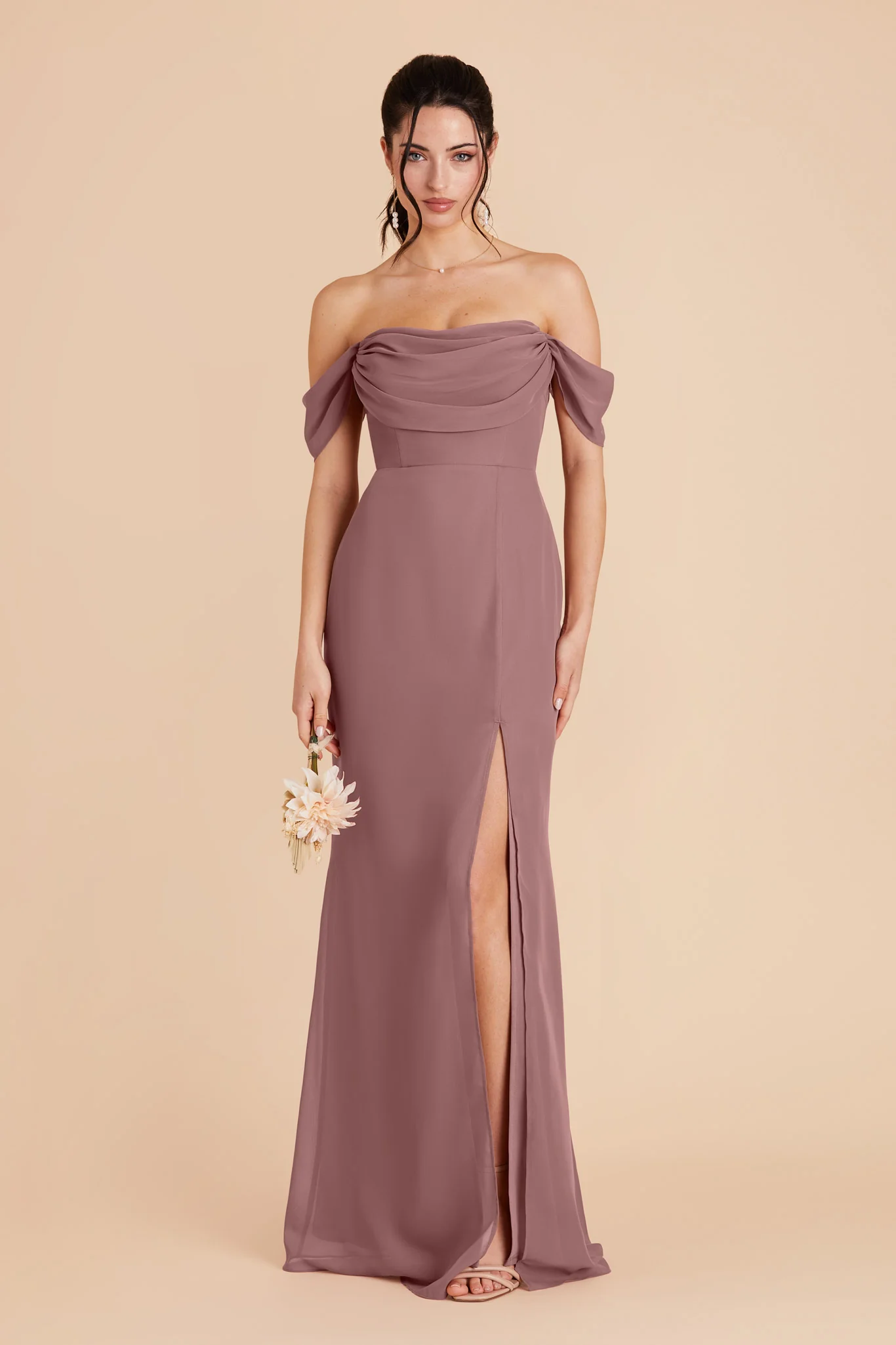 Mira Chiffon Dress - Dark Mauve
