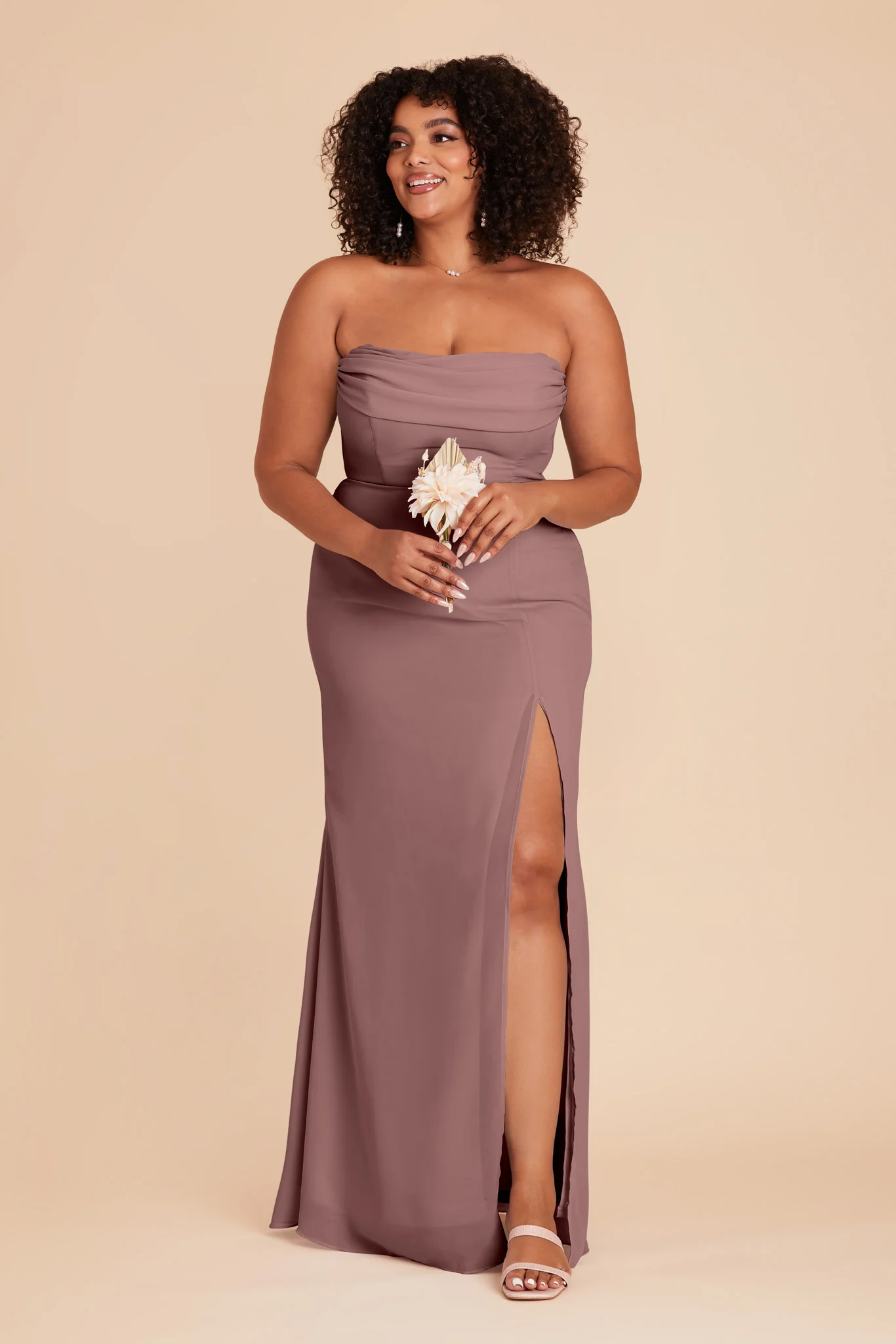 Mira Chiffon Dress - Dark Mauve - Image 12