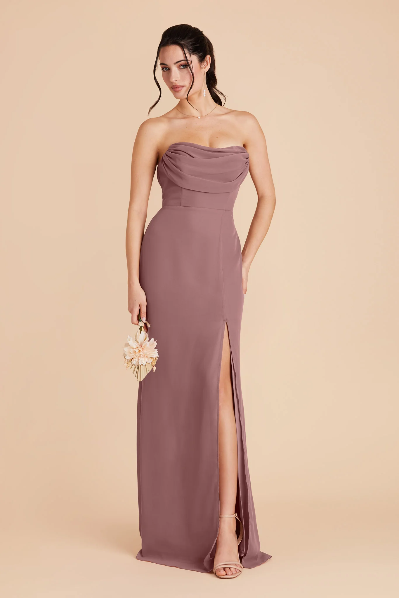 Mira Chiffon Dress - Dark Mauve - Image 3