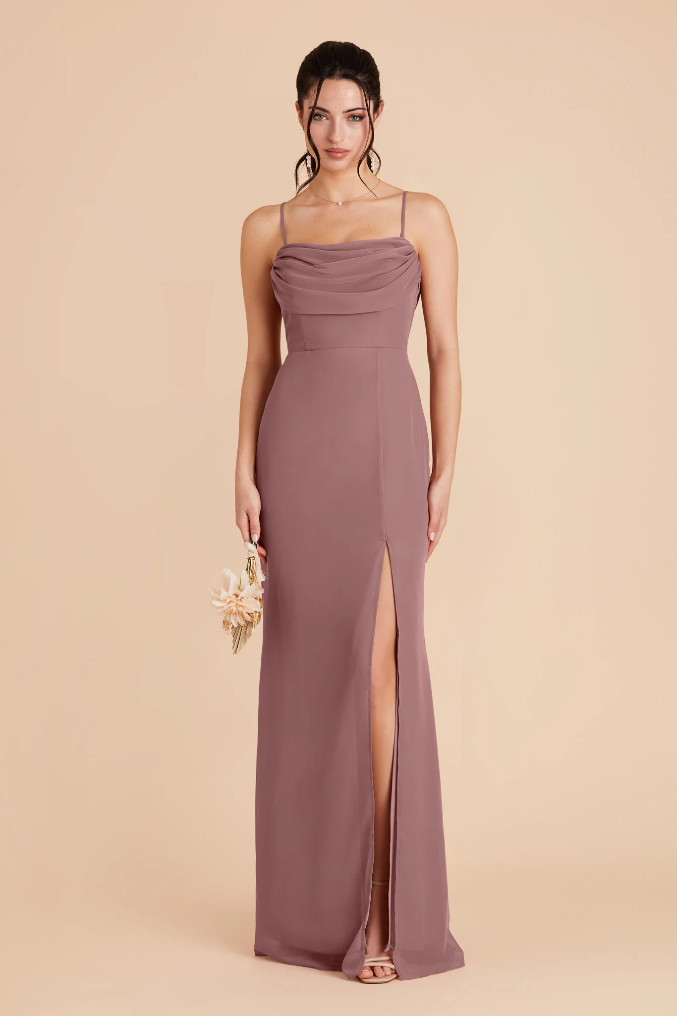 Mira Chiffon Dress - Dark Mauve - Image 4