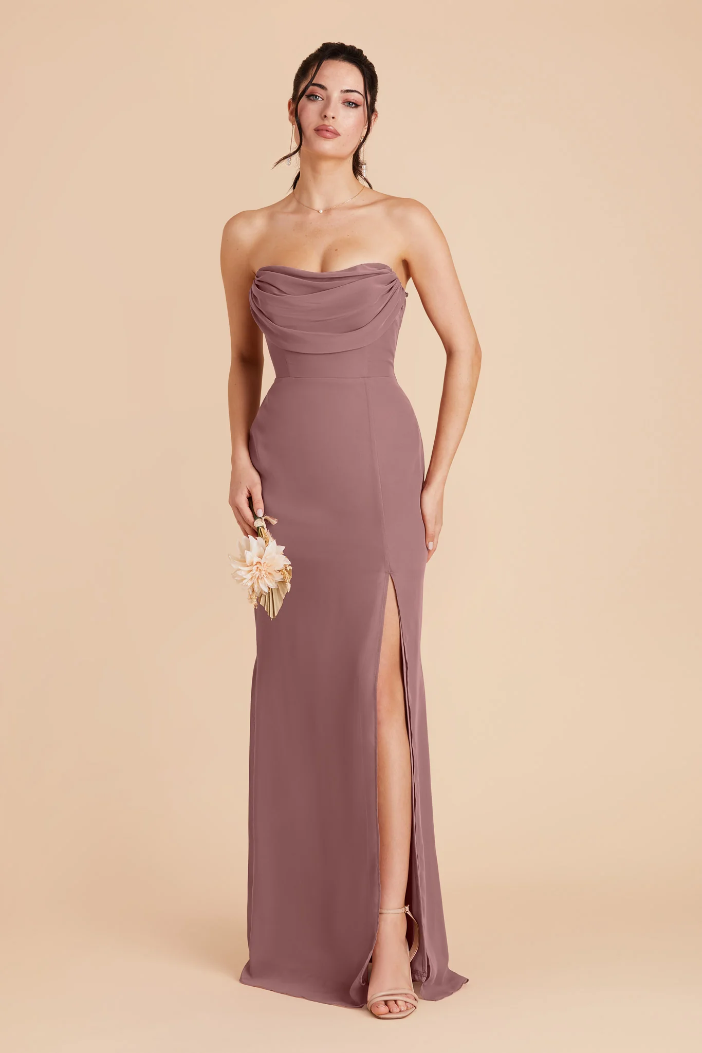 Mira Chiffon Dress - Dark Mauve - Image 5