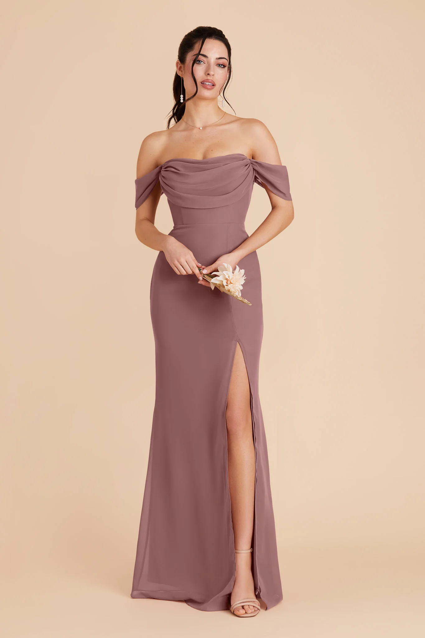 Mira Chiffon Dress - Dark Mauve - Image 6