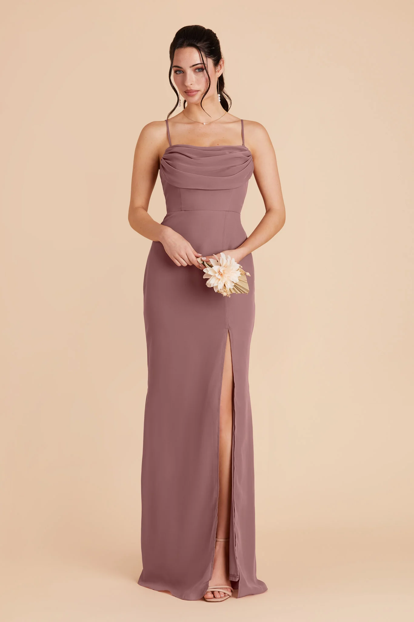 Mira Chiffon Dress - Dark Mauve - Image 7