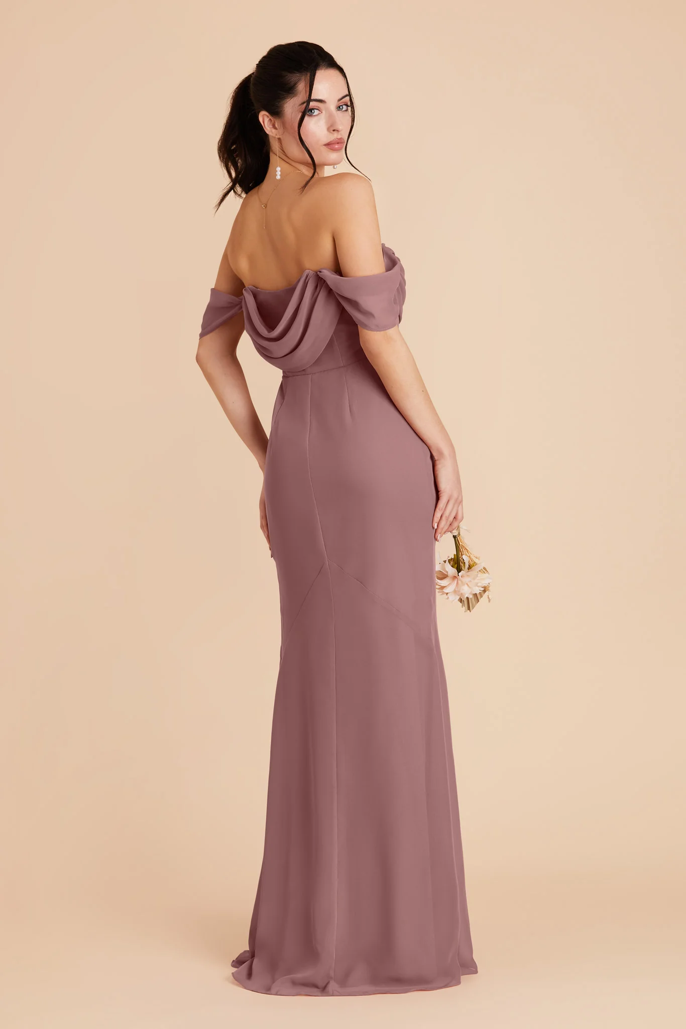 Mira Chiffon Dress - Dark Mauve - Image 8