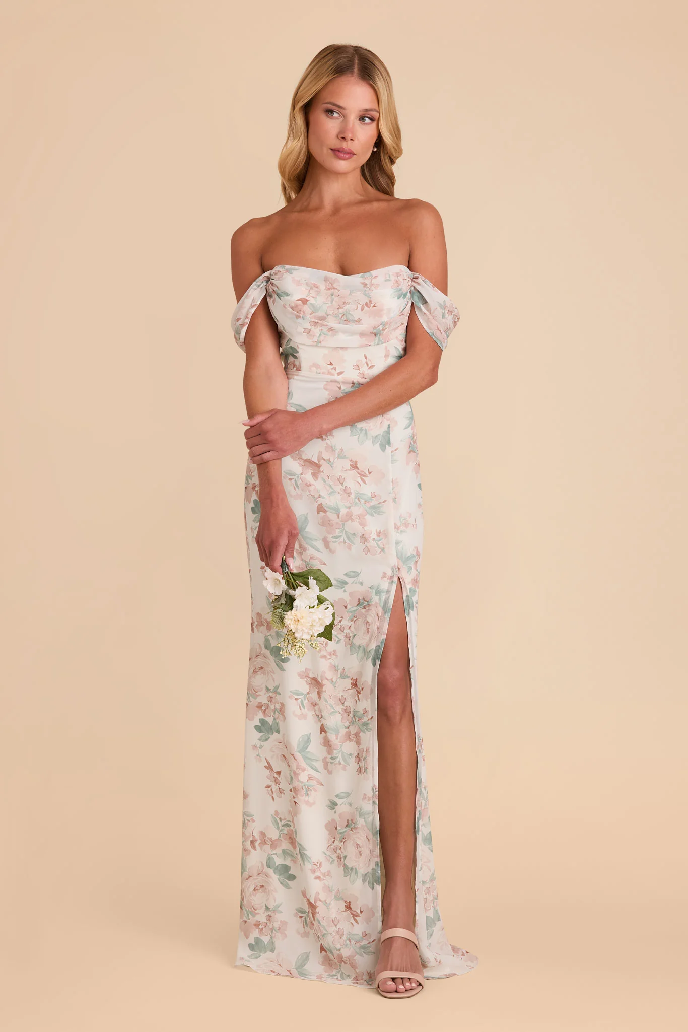 Mira Chiffon Dress - Dusty Apricot Peonies - Image 4