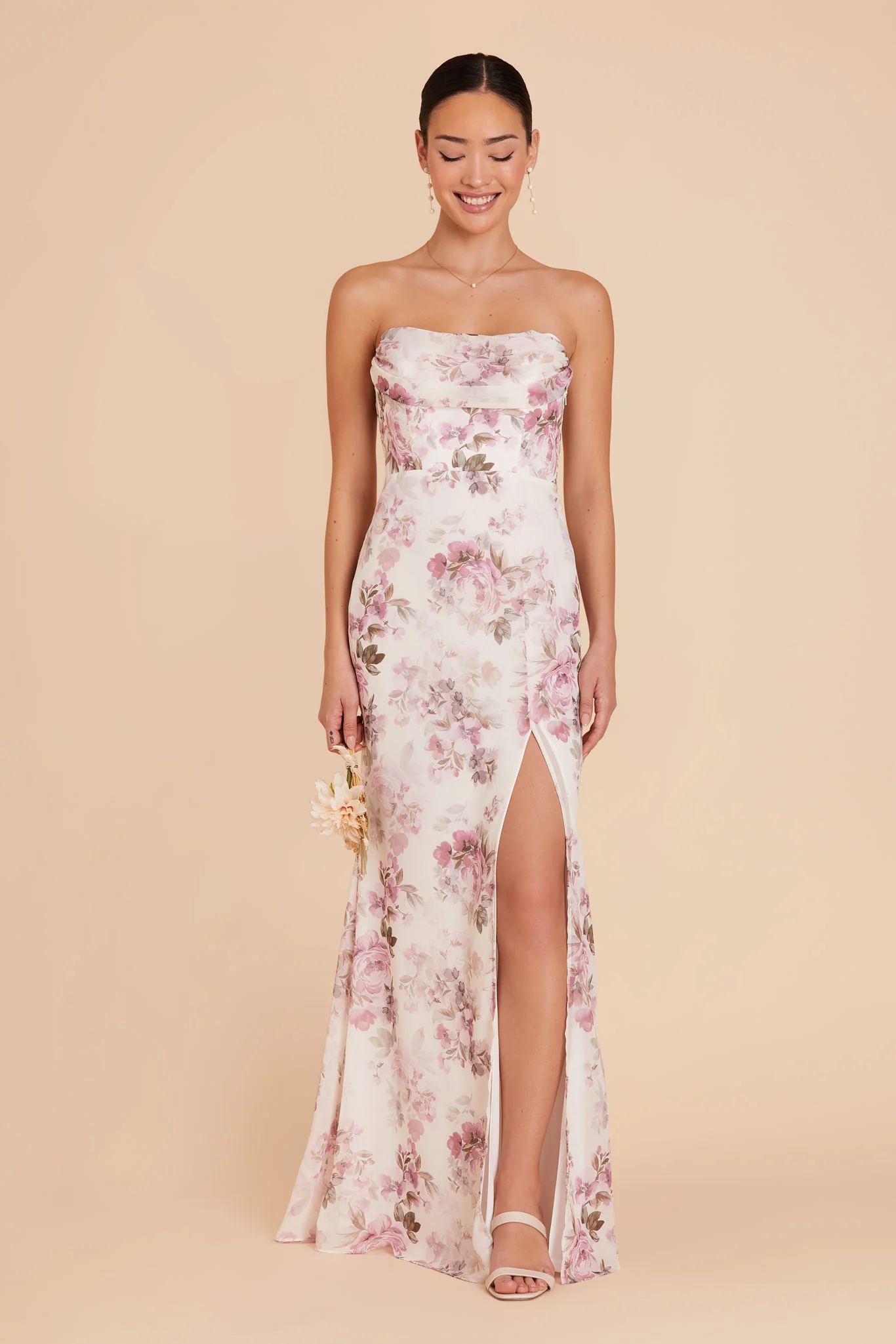 Mira Chiffon Dress - Dusty Pink Peonies - Image 4