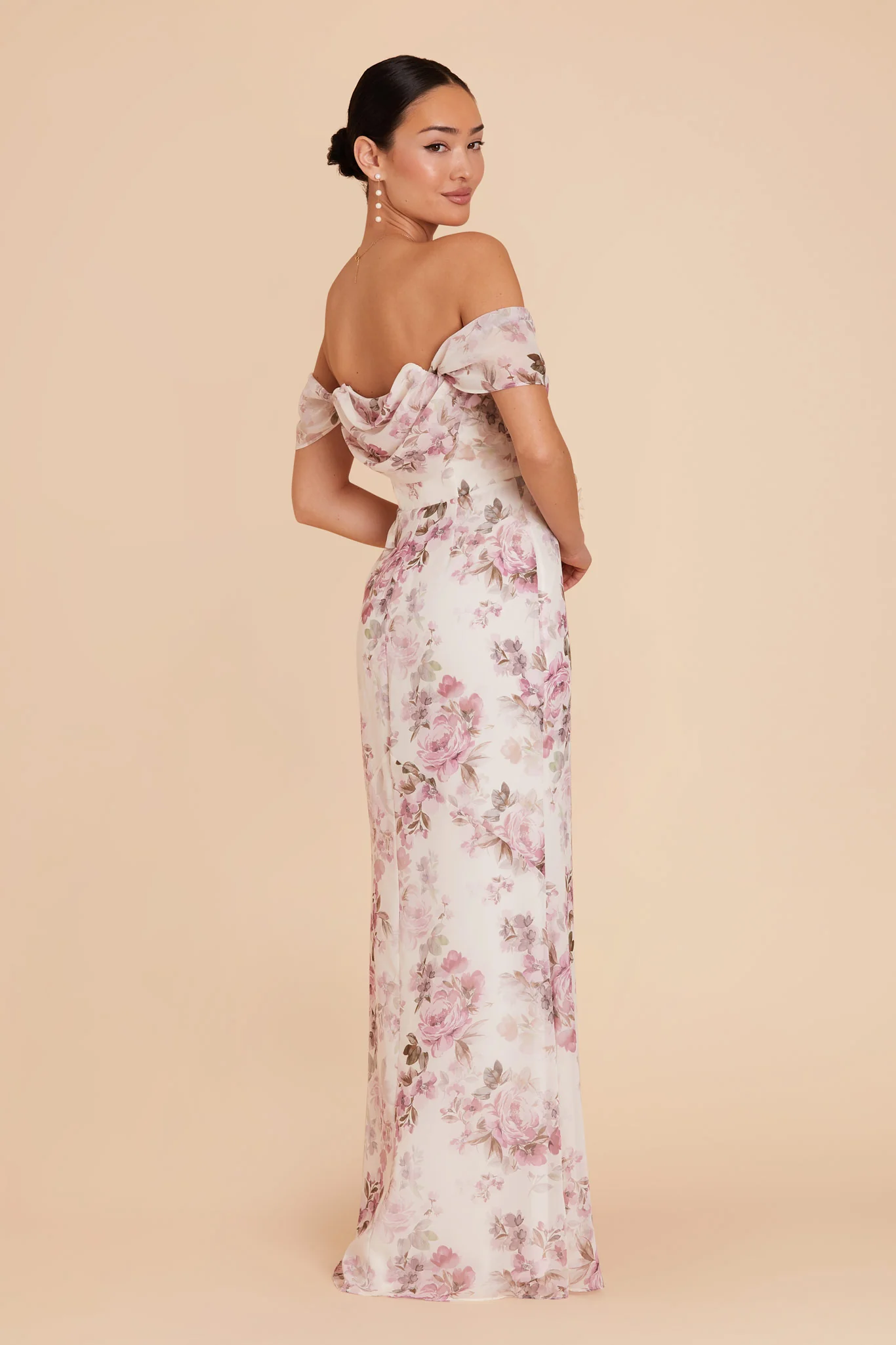 Mira Chiffon Dress - Dusty Pink Peonies - Image 9