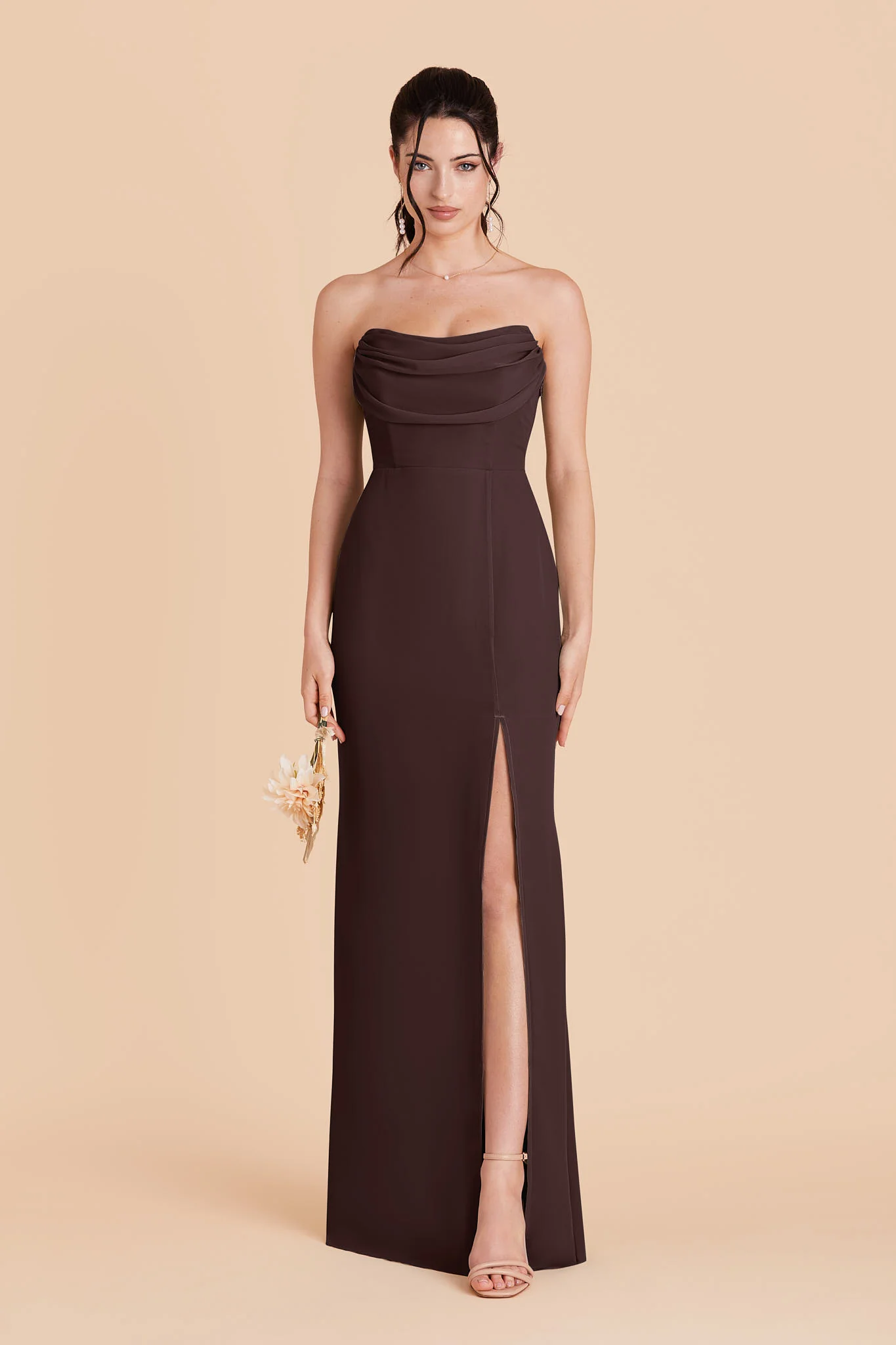 Mira Chiffon Dress - Espresso