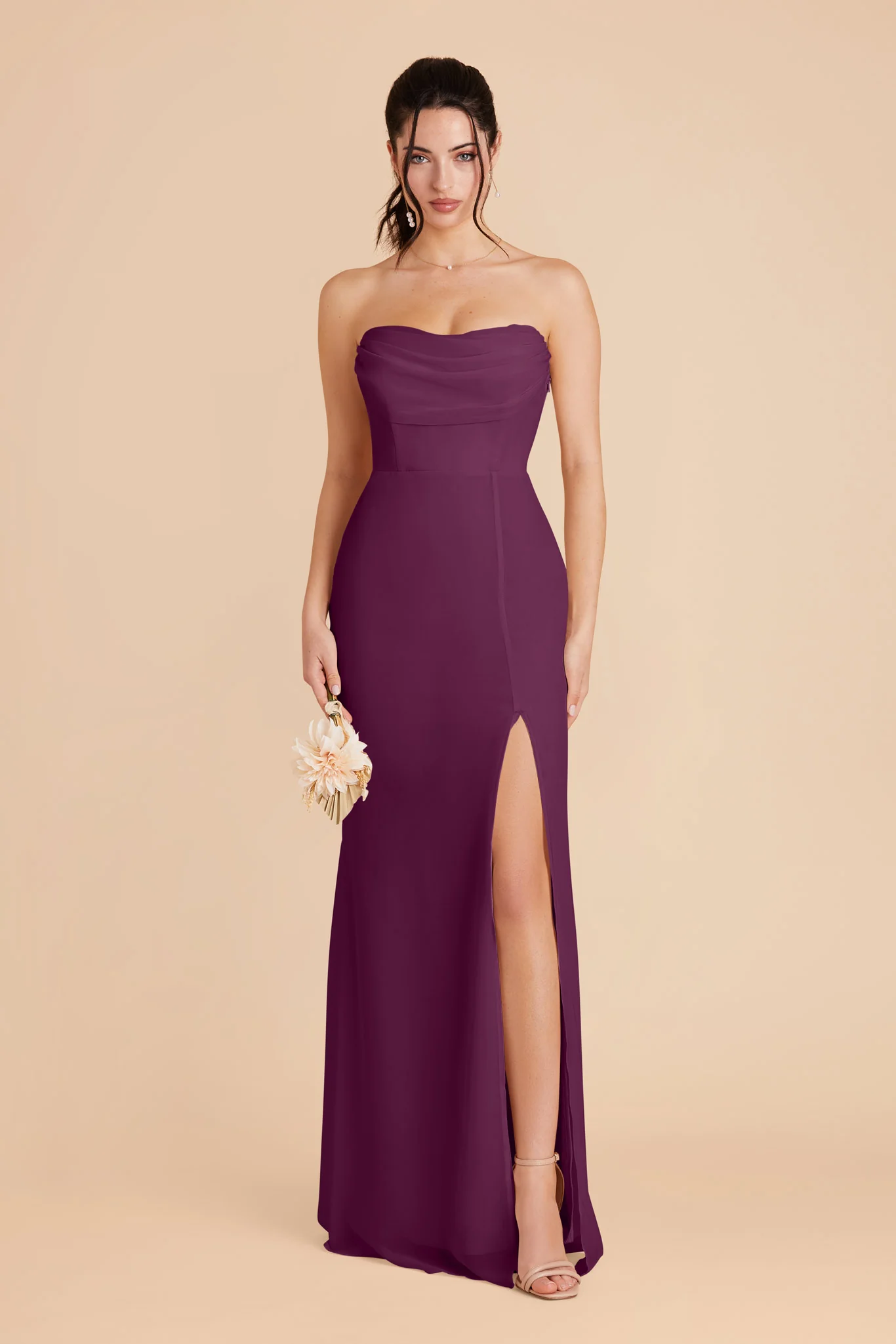 Mira Chiffon Dress - Fig - Image 3