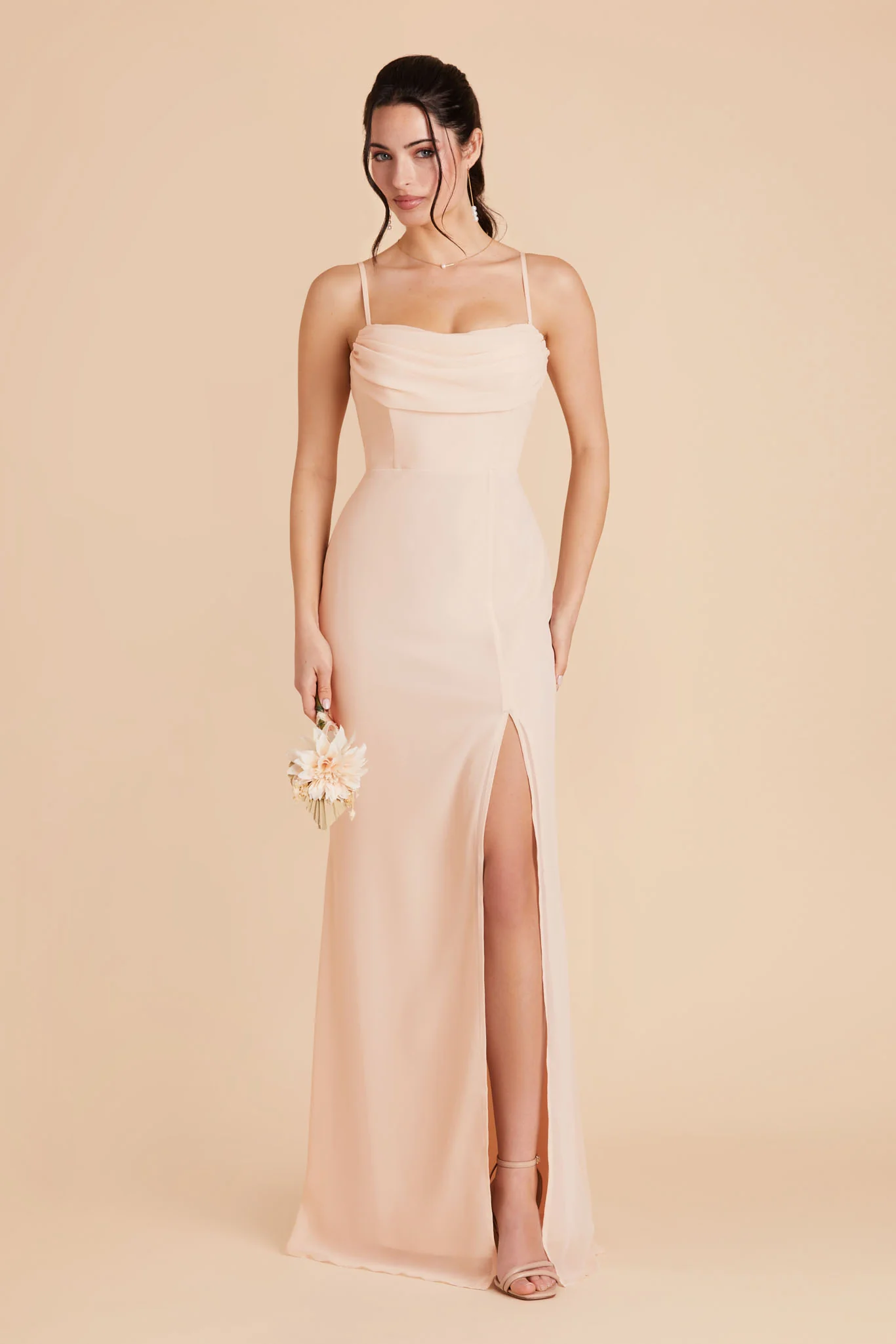 Mira Chiffon Dress - Pale Blush - Image 4