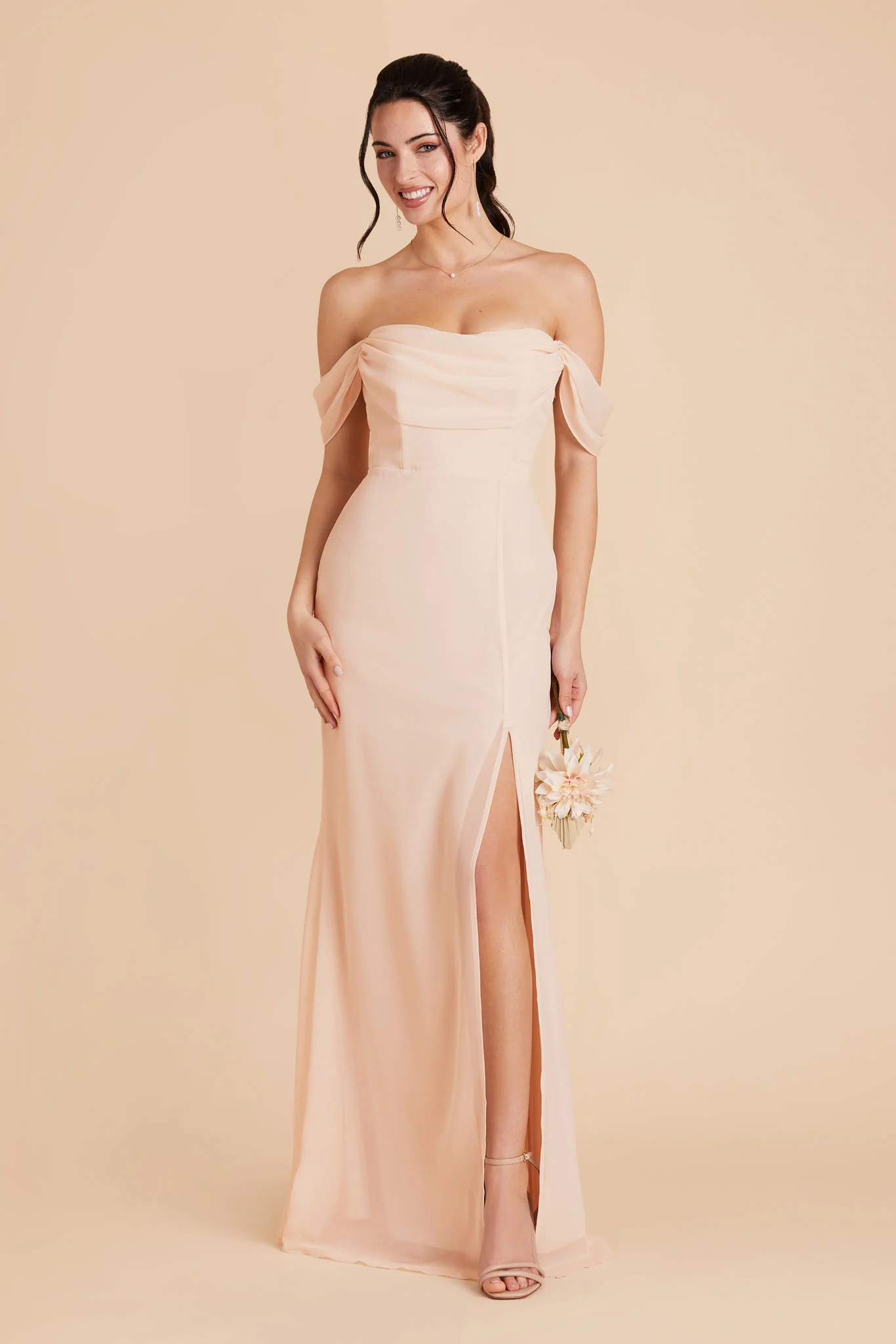 Mira Chiffon Dress - Pale Blush - Image 6