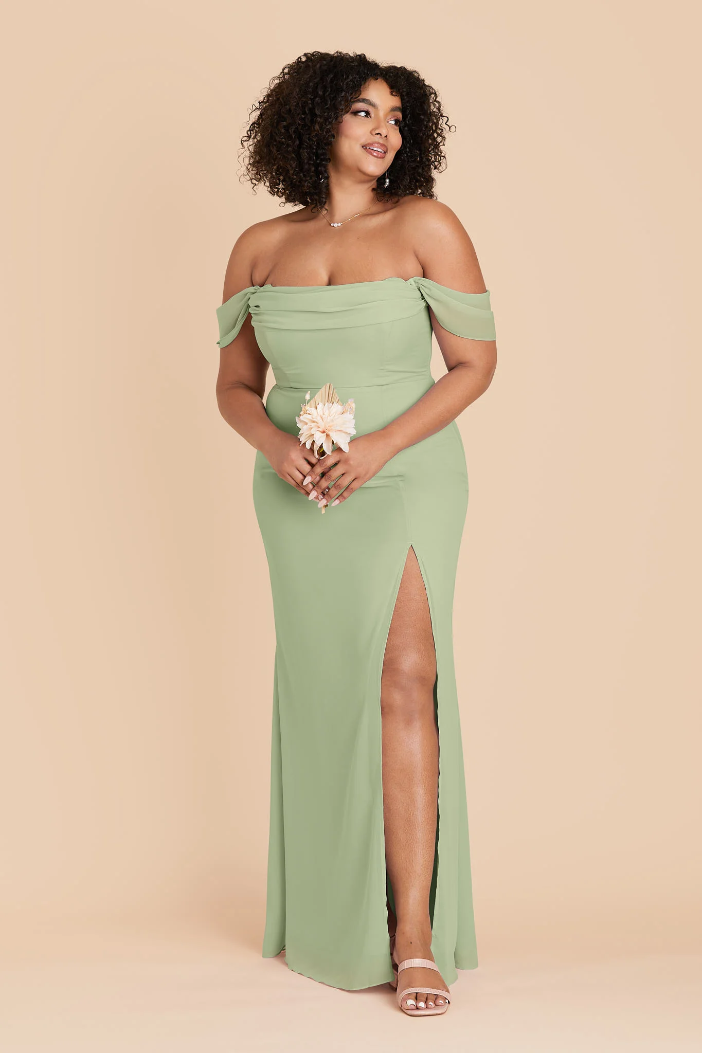Mira Chiffon Dress - Pistachio - Image 2