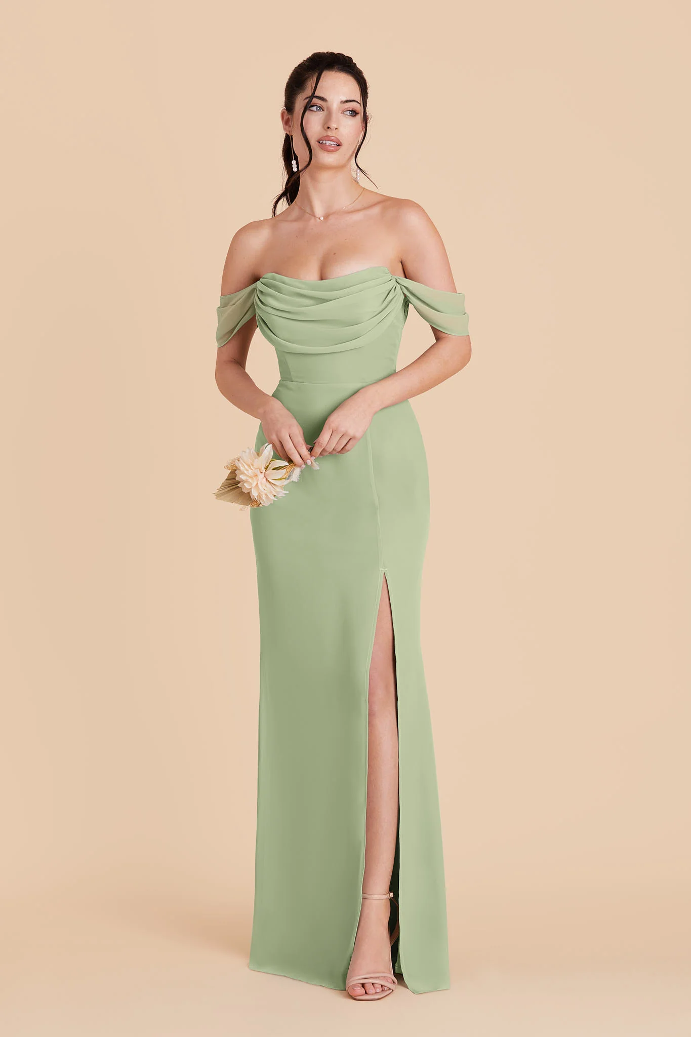 Mira Chiffon Dress - Pistachio - Image 3