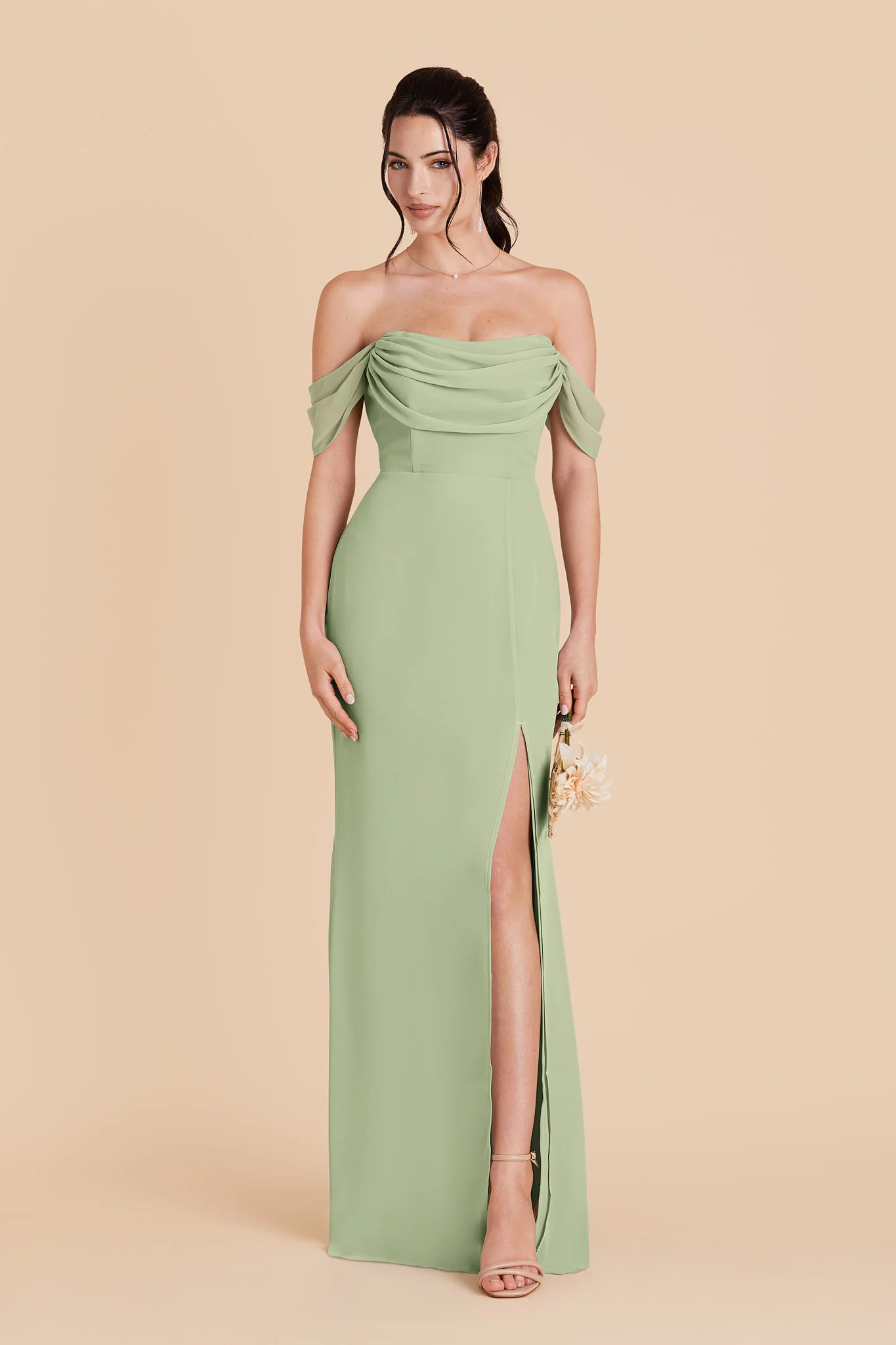 Mira Chiffon Dress - Pistachio - Image 5