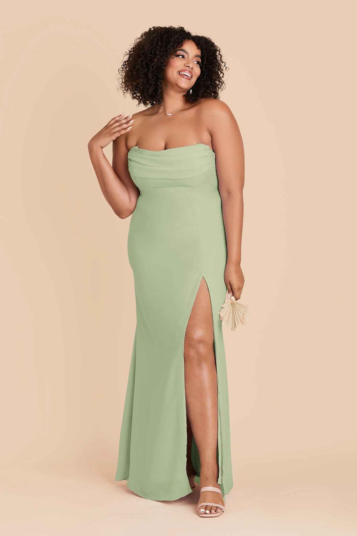 Mira Chiffon Dress - Pistachio - Image 8