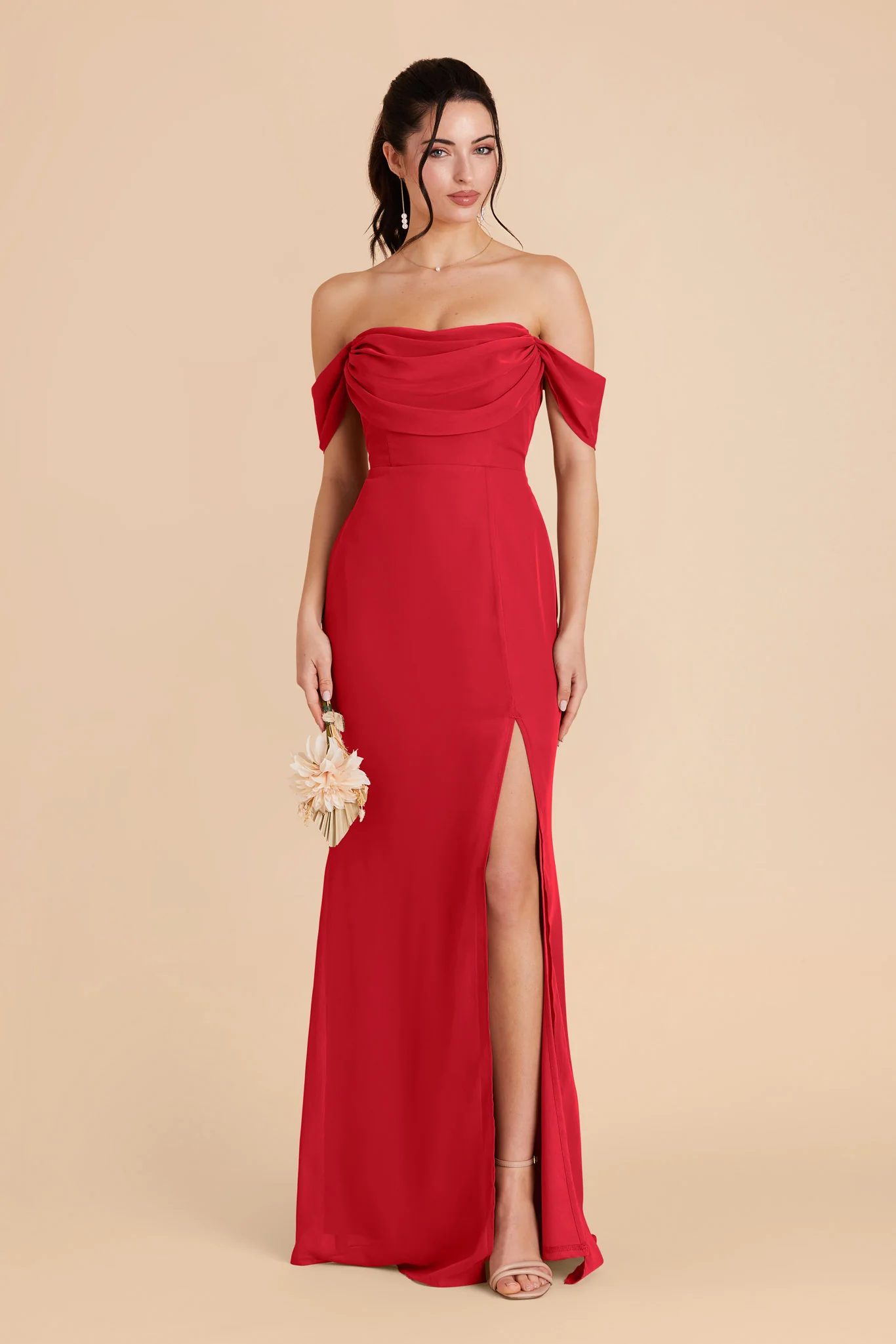 Mira Chiffon Dress - Ruby Red
