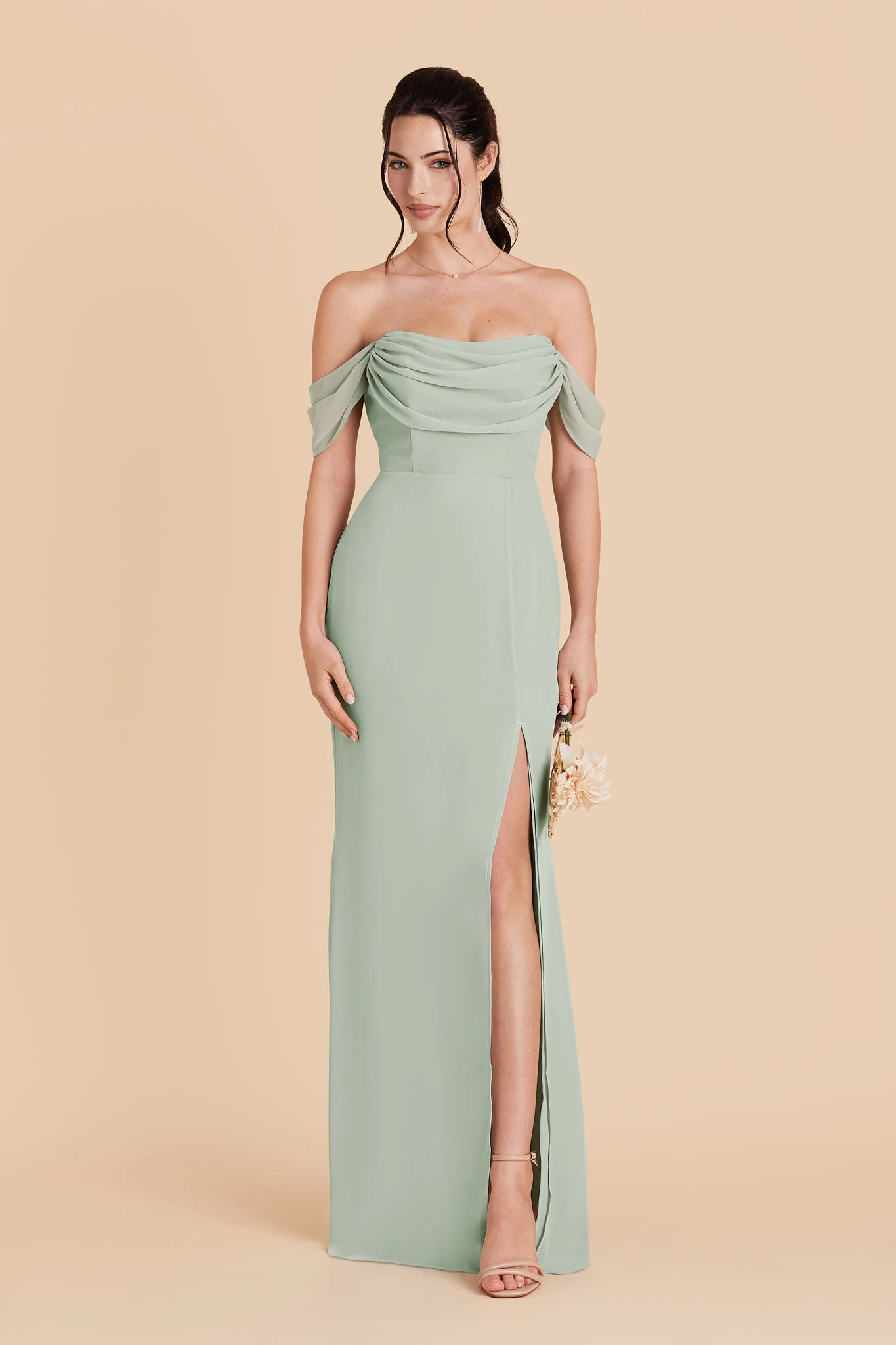 Mira Chiffon Dress - Sage - Image 5